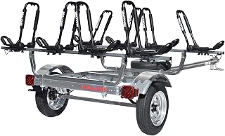 Malone MPG462G2 MicroSport 4 Kayak Trailer with 4 J-Rack Kayak Carriers & Spare Tire | 20' / 800 lbs Capacity | Fully Submersible | Marine Grade Galvanized Steel Construction