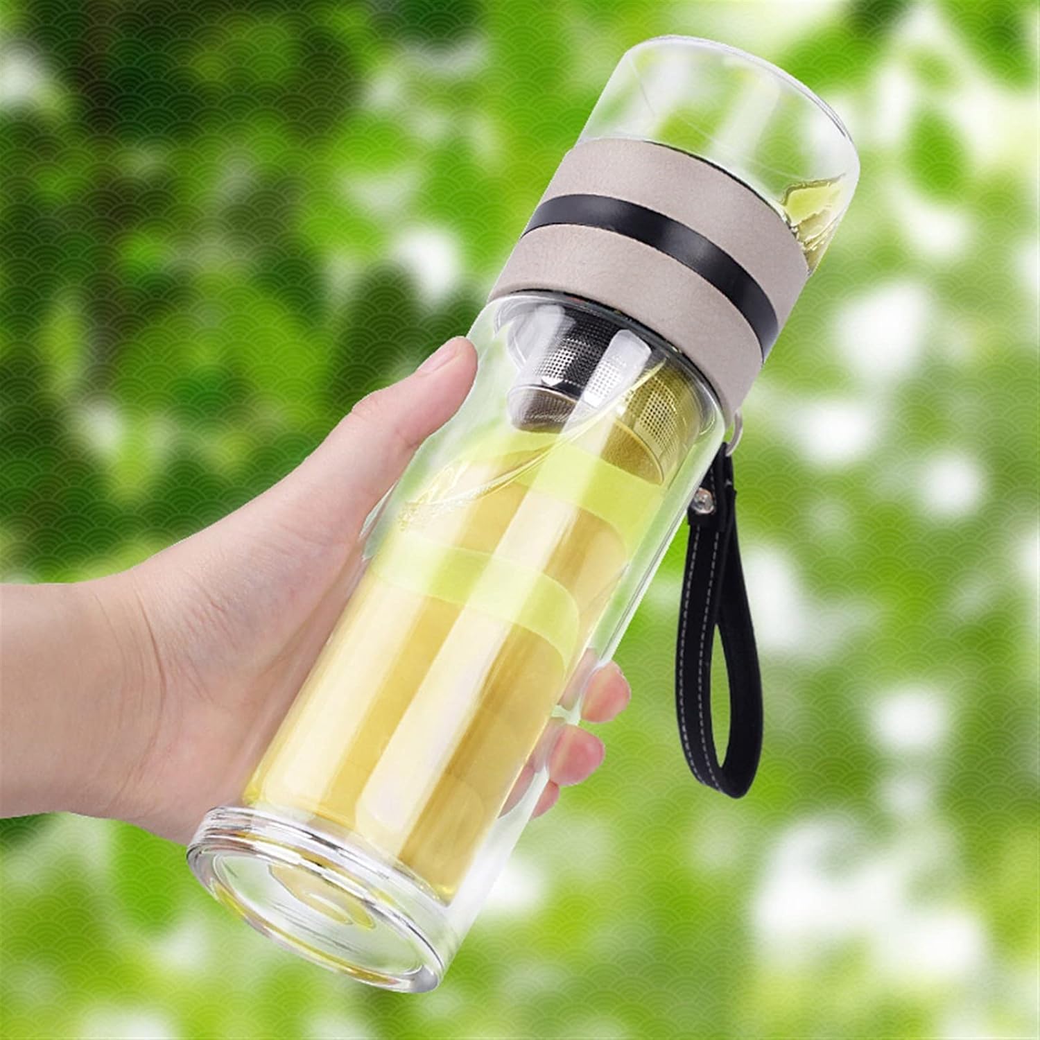 Tea Filters Glass Bottle Tea Maker Travel Filter Filter Bottle Used to Hold Loose Leaf Tea. (Color : Beige)
