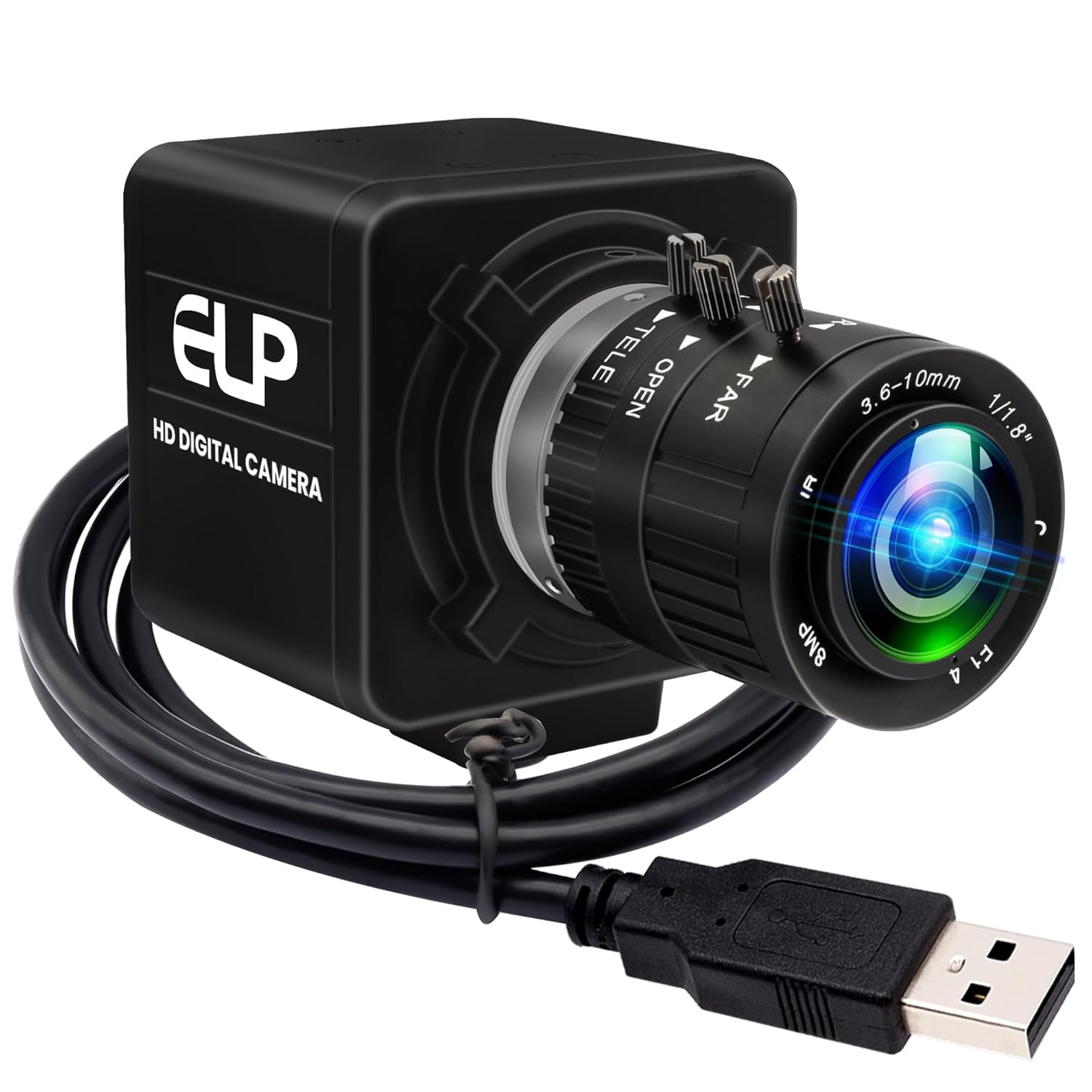 USB Camera 4K 12 Megapixels USB Webcam 1080P 120fps High Speed Golf Swing Cam with 3X Manual Optical