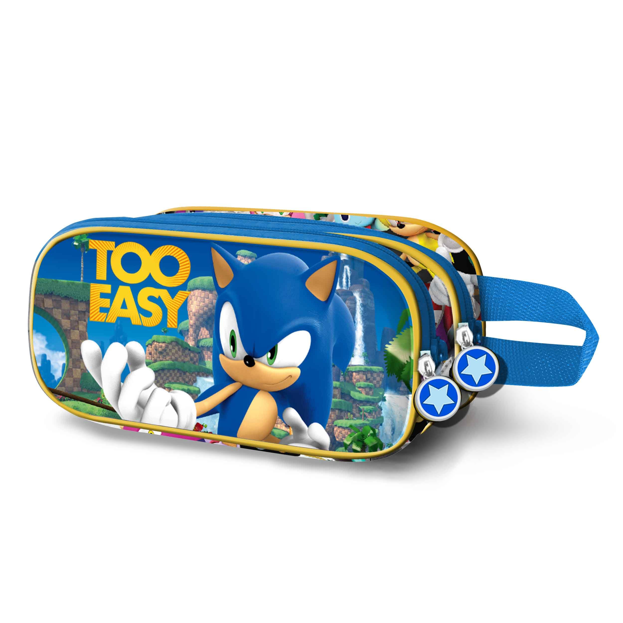Karactermania Sonic The Hedgehog Easy-3D Double Pencil Case, Blue, 22 x 10 cm