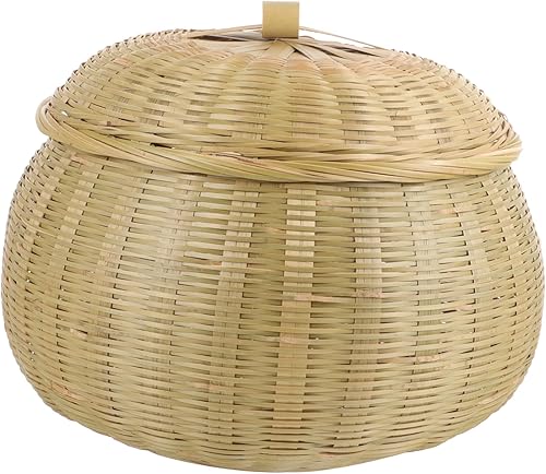 Didiseaon Cesta de calabaza de bambú, cesta de pan, cesta de almacenamiento para encimera, cuenco de ajedrez, cuenco de almacenamiento de frutas,
