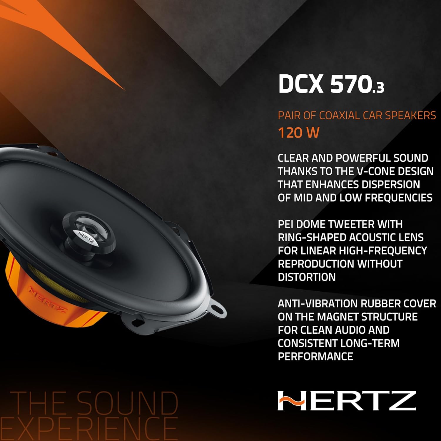 Black HERTZ Dieci Series DCX-5703 5x7 Two-Way Coaxial Speakers - Pair