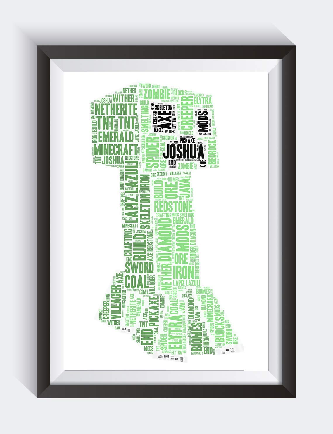 Personalised Minecraft Creeper Word Art A4 PRINT ONLY UNFRAMED Birthday Christmas Bedroom Decor Gift