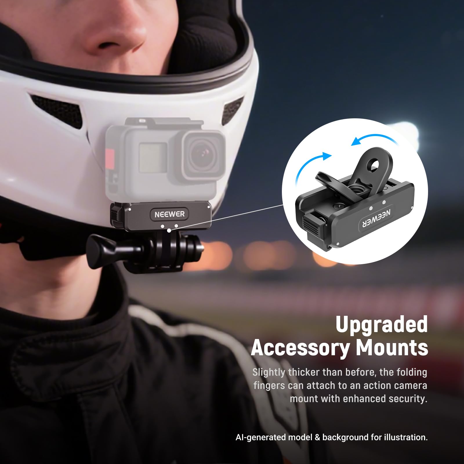 NEEWER AC011 Magnetyczny adapter do montażu kompatybilny z DJI Osmo Action 5 Pro/4/3, ulepszony metalowy uchwyt na kamerę akcji, akcesoria do vlogowania z gwintem statywu 1/10.2 cm