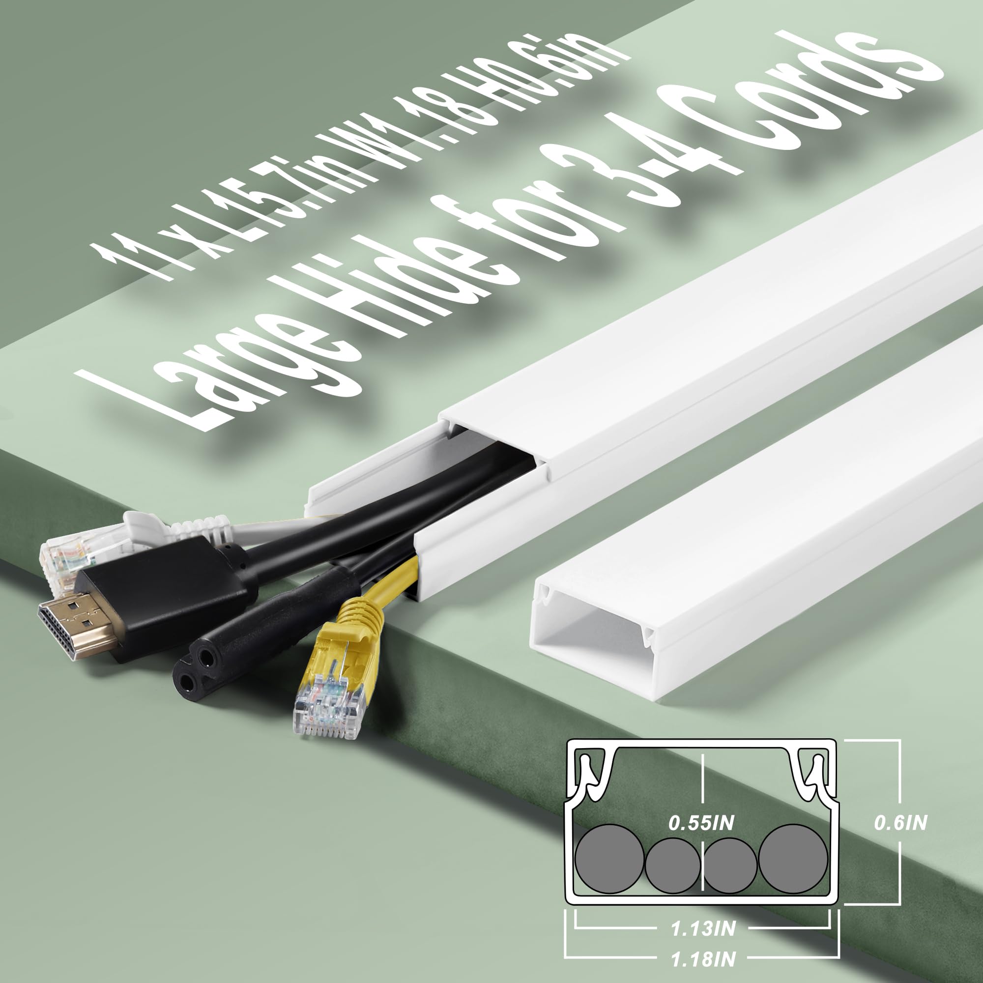 Cache-câbles mural à 3 à 4 fils – Cache-câbles pour montage mural TV – Cache-câbles pour câbles au mur – Grand kit de gestion de câbles – 28 x 39 cm (l x L) – Blanc