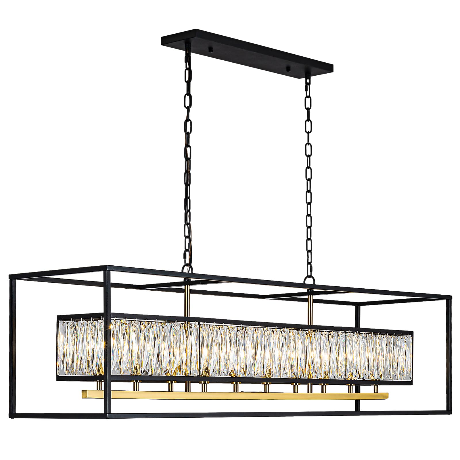 Photo 1 of Vezzio Black & Satin Brass Crystal Chandelier