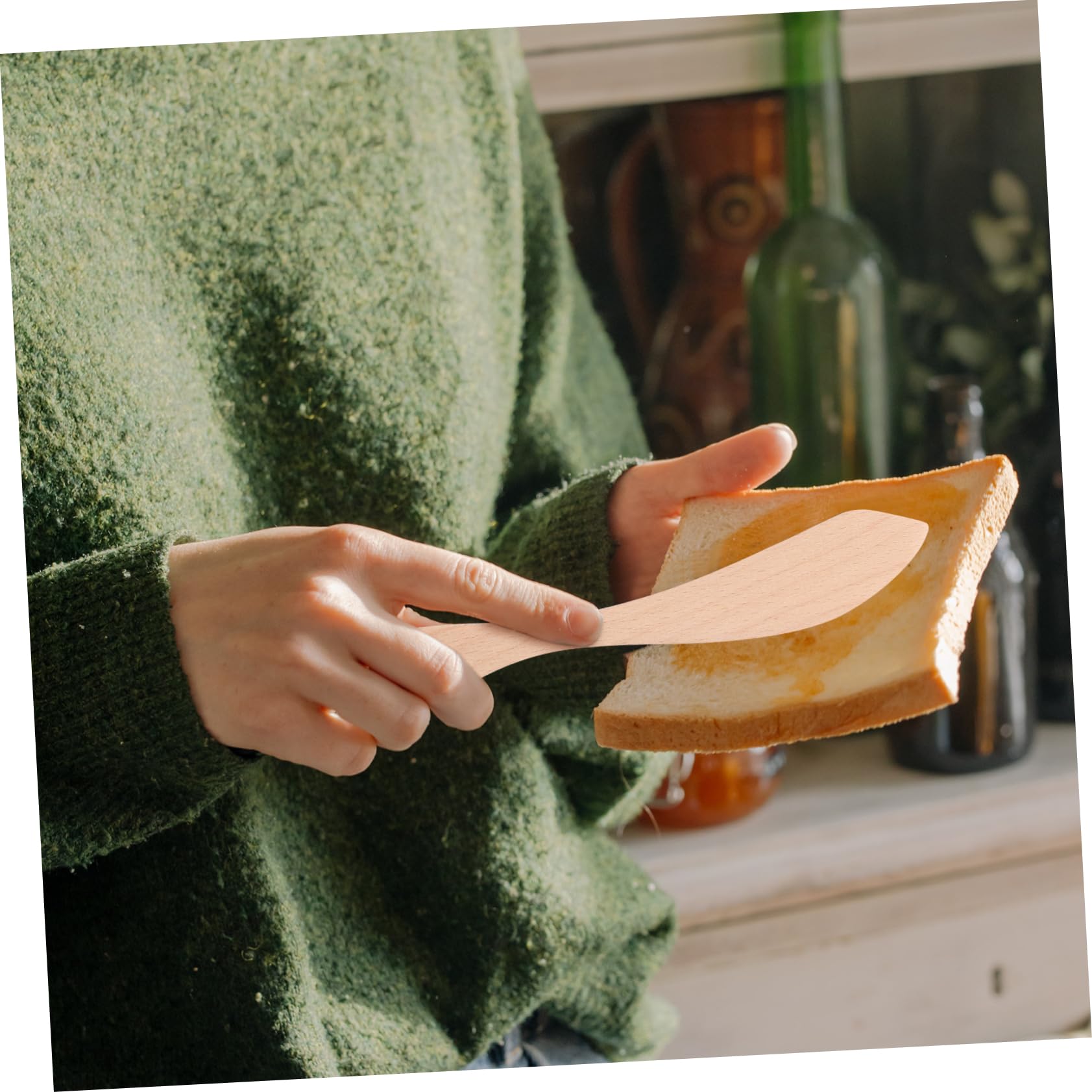 CIYODO 2pcs Spatula Butter Scraper Jam Cutter Restaurant Tool Butter Spreader Practical Kitchen Tool Paper Cups Sandwich Spreader Cupcake Toppers Fondant Cream Scraper Wood Bread Knife