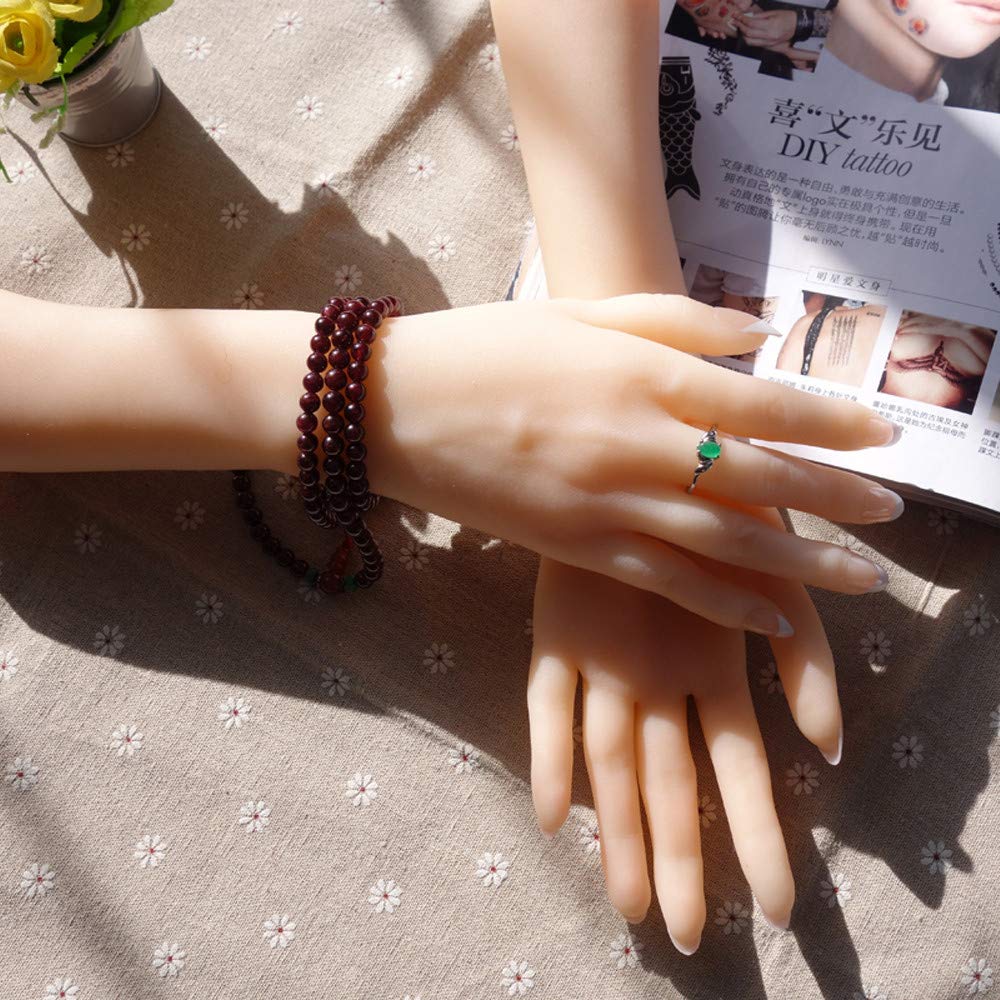 Piedi o Mani in Silicone, Mani morbide per esercitazioni per Nail Art, Modello di Mano in Silicone Manichino Flessibile in Silicone Morbido Realistico per Braccialetto ad Anello e