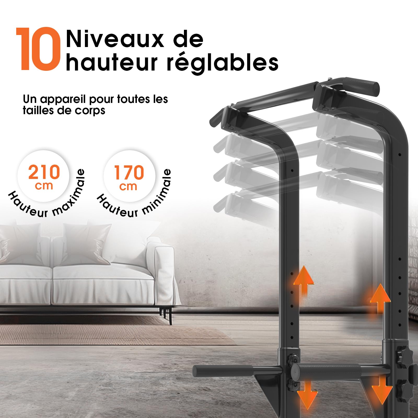 DH FitLife Power Tower Dip Station| Barre de traction autonome | Barre de dips pour le dos | Station de musculation Power Tower | Station de fitness | Rack de puissance pour salle de sport à domicile