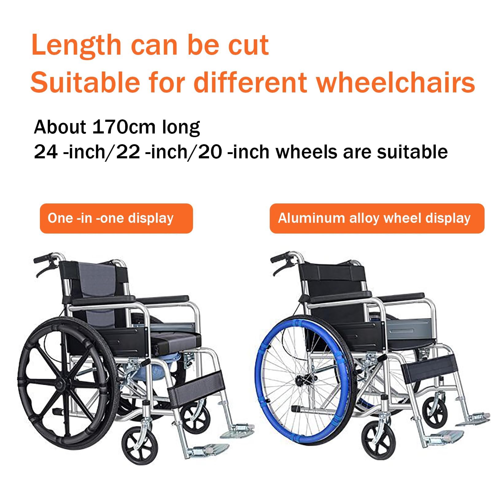 Cubiertas para Llantas de Silla de Ruedas (22/24 Pulgadas), 1 par, Cubiertas para Llantas de Empuje de Silla de Ruedas, Cubierta para Empuje Manual de Silla de Ruedas, Cubierta Pro
