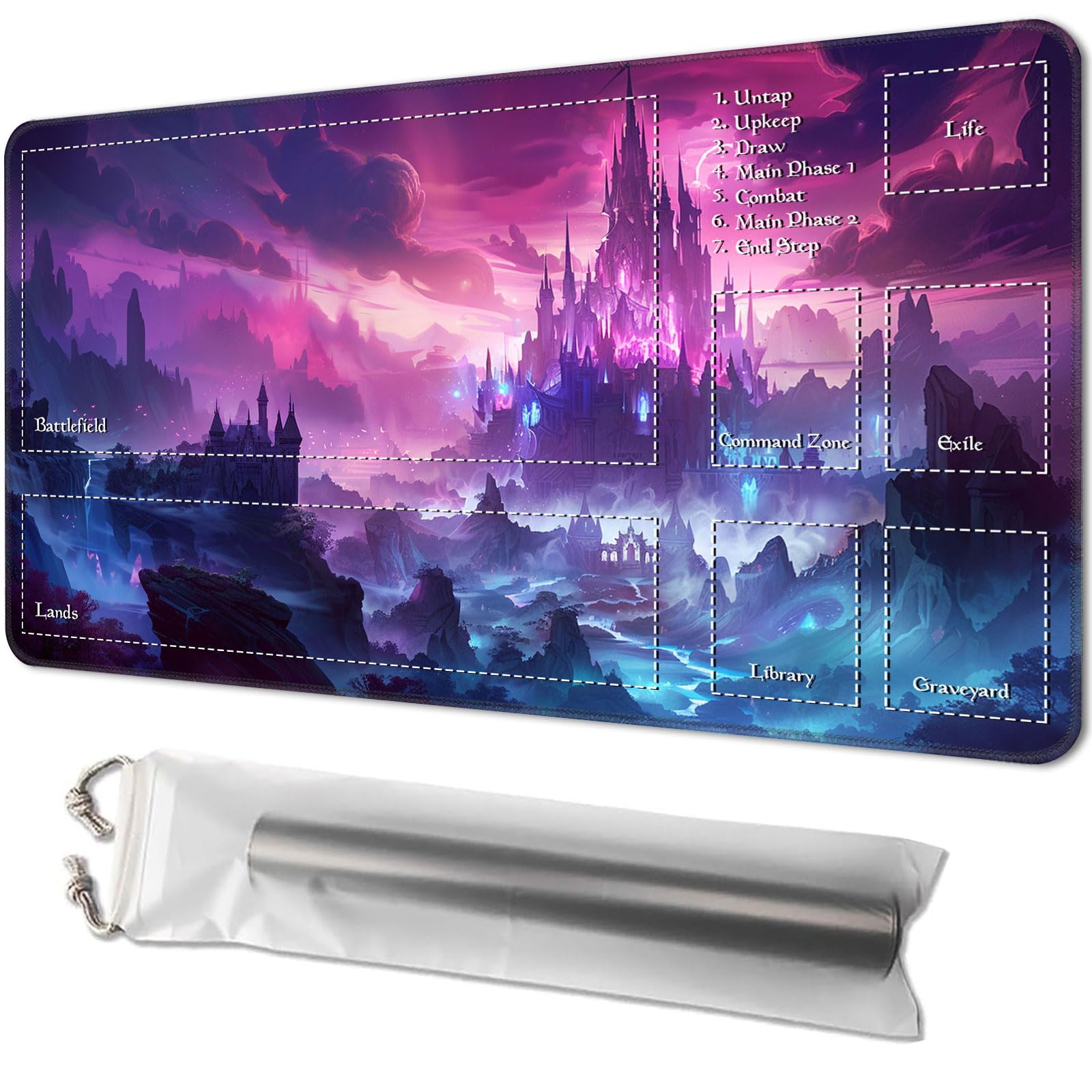 Playmat for MTG, Game Mat 24 x 14 inches, with Free Storage Bags, TCG and Board Game Mat for Cards, Ideal for Card Game Enthusiasts, Fantasy World