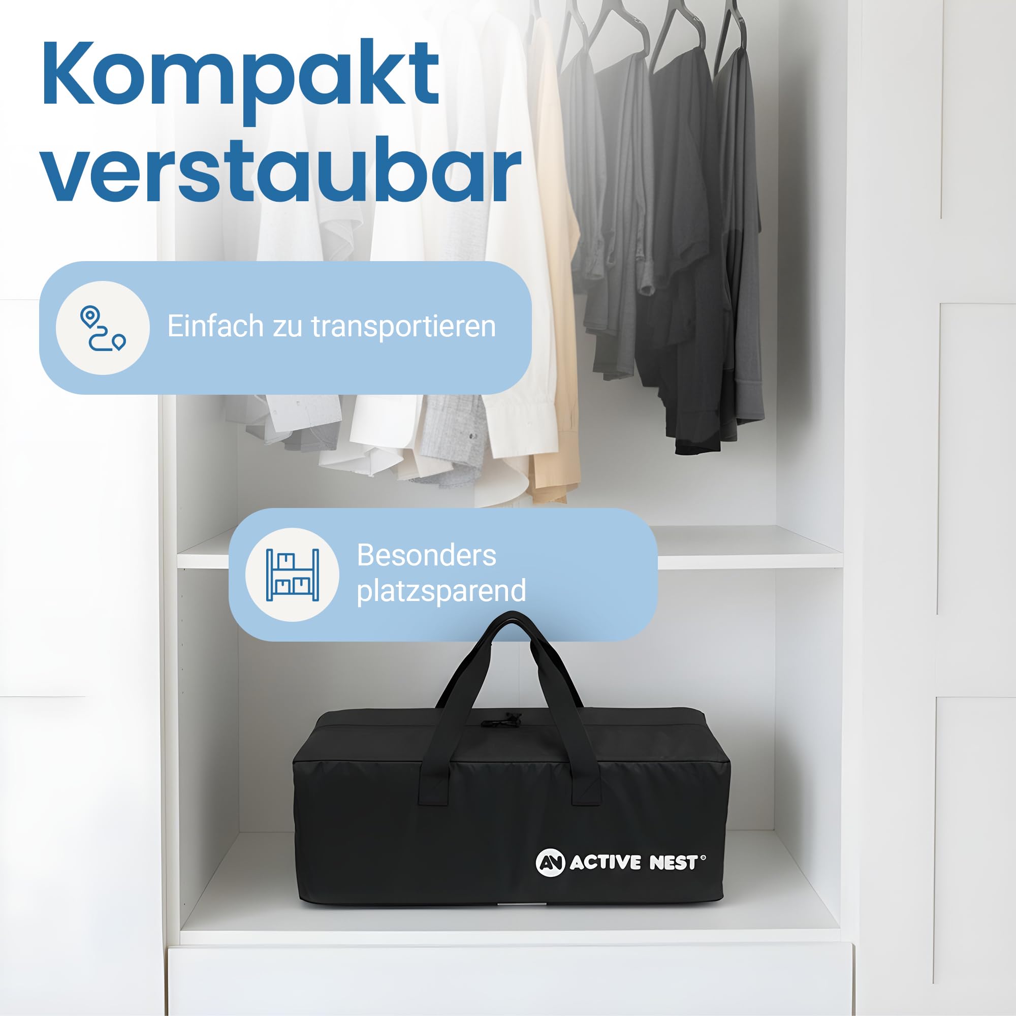 Reisebett Baby mit Matratze & Rucksack – in 15 Sek. aufgebaut – 6 kg leicht – kompakt faltbar für Reisen, Besuche & Zuhause – 0-3 Jahre – EN 716 geprüft