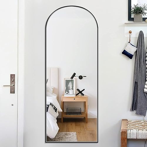 Miniatura 2 de PexFix espejo arqueado de cuerpo entero, espejo de piso, de pie, se puede inclinar contra la pared y colgar, espejo para pared, 64 x 21 pulgadas