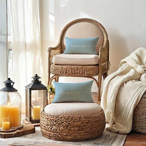 Vista 36 de Juego de 2 fundas de almohada lumbar con texto en inglés "I Love You More Together Forever", regalo para parejas, aniversario, boda, compromiso, día