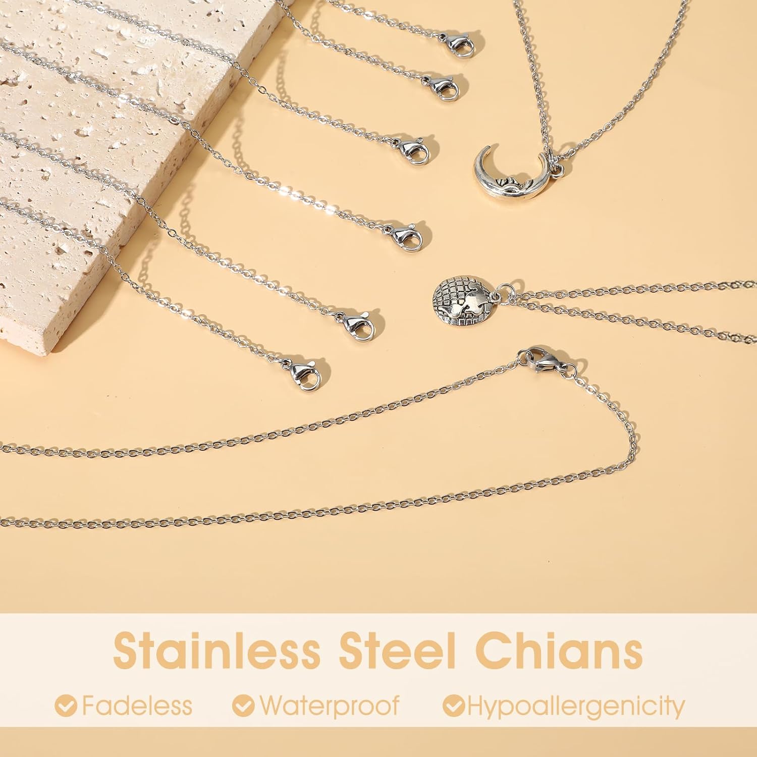 20 Pack Bulk Stainless Steel Chain, Necklace Chains for Jewelry Making, Silver Thin Chain (18 Inches + 20 Inches) - Image 7