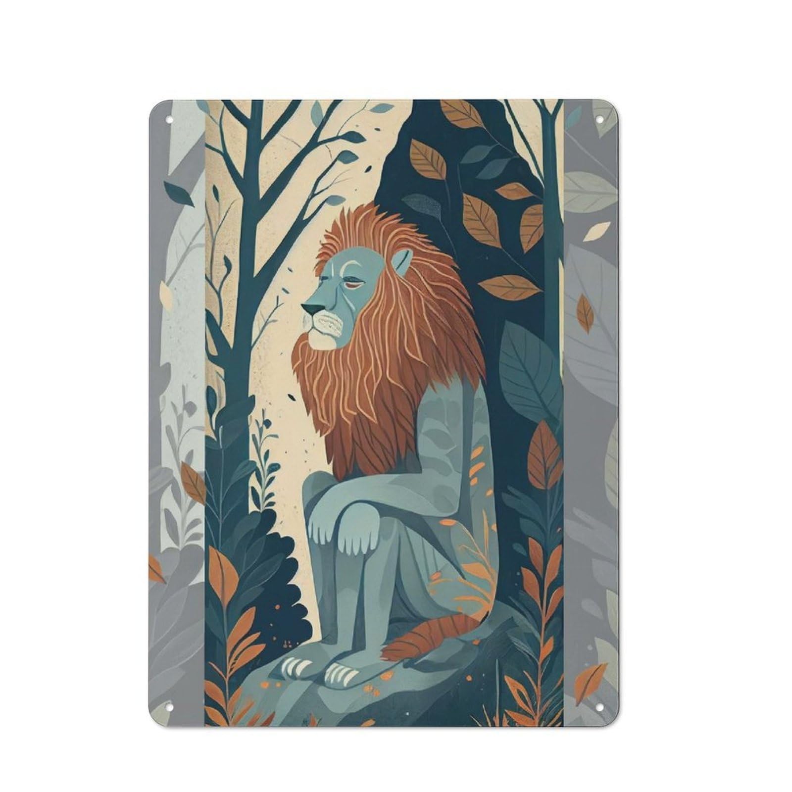 Junmoney The Lonesome Lion Vintage Tin Sign 40X30cm For Garden Room Or Summerhouse, For A Newly Organised Room And Metal Sign Display