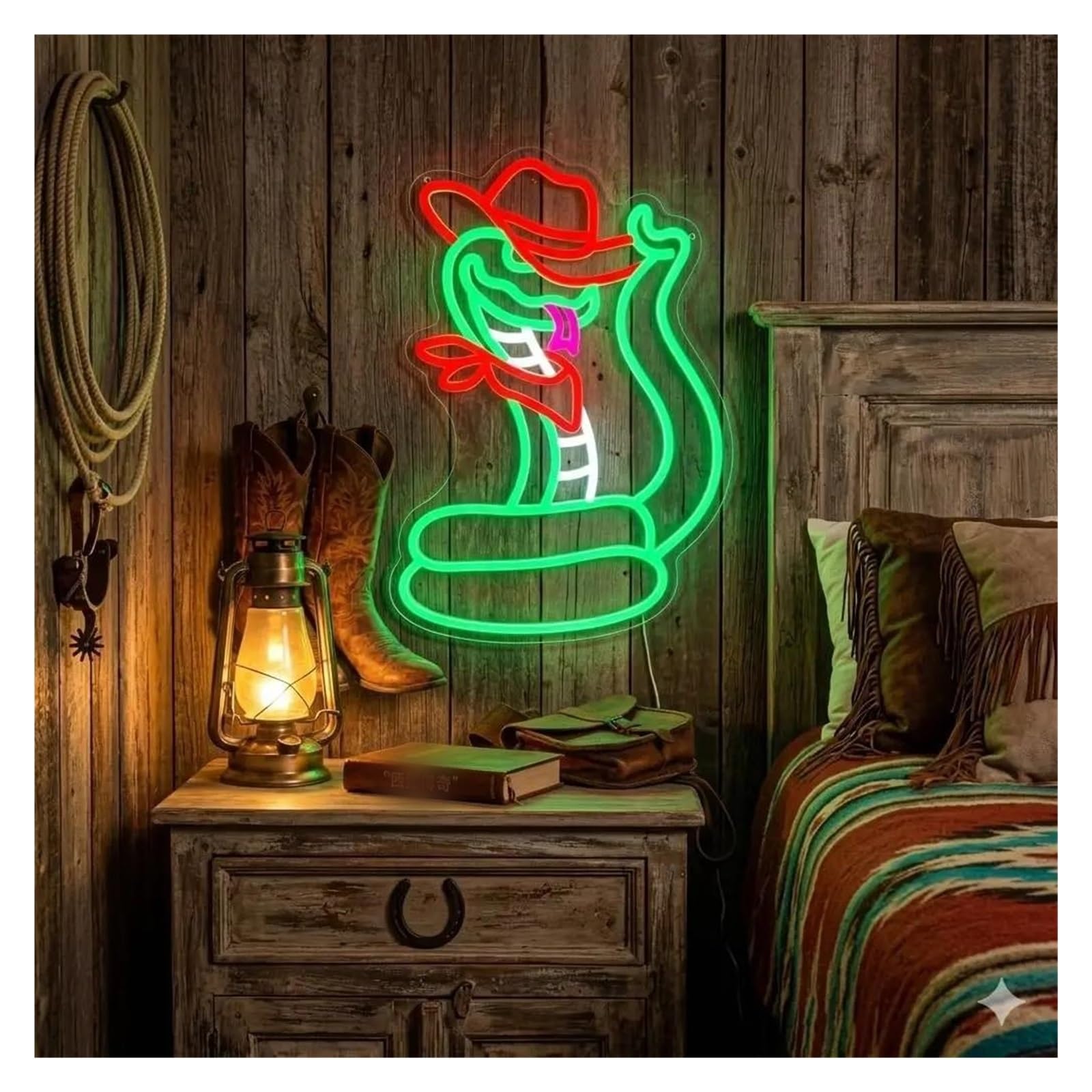 Insegna al Neon Cowboy Snake Insegna Al Neon Divertimento Con Cappelli Luce Dimmerabile Per La Stanza Dei Bambini Bar Gaming Camera Da Letto Decorazione 38cmx27.4cm