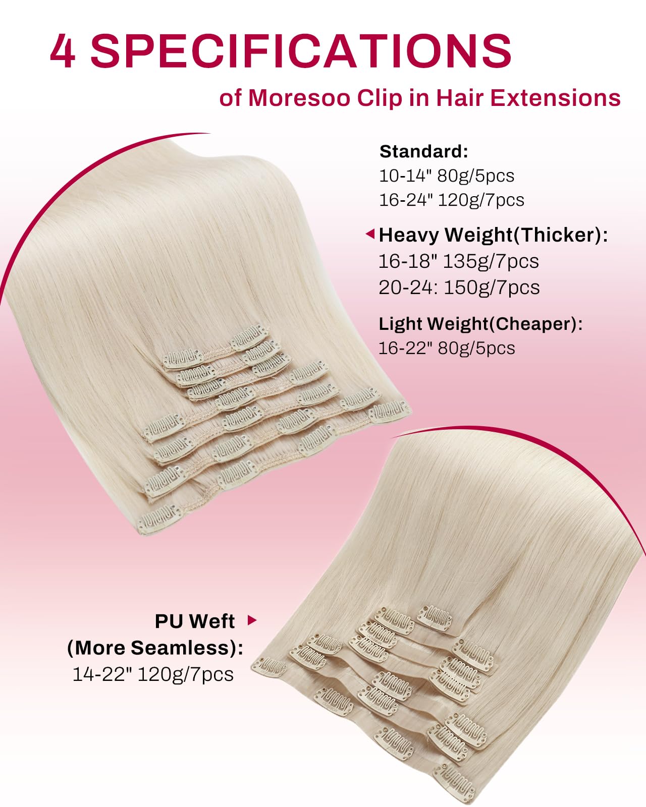 Moresoo Clip in Hair Extensions Real Human Hair Balayage Medium Brown and Blonde Real Hair Extensions Clip in Human Hair for Women Full Head 22 Inch 7pcs/120g #4/6/613 — view 70