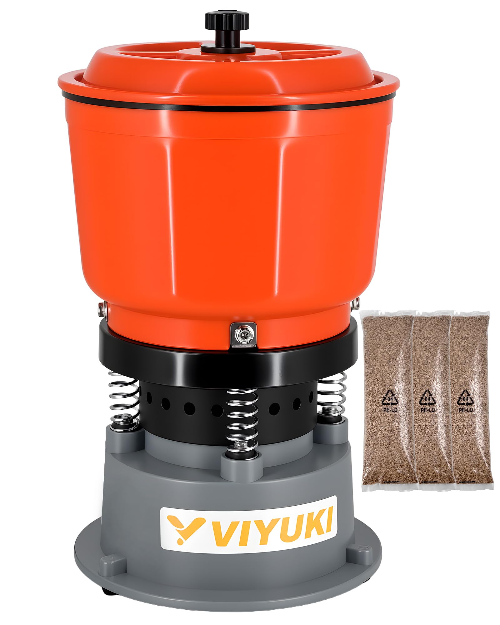 9LBS Vibratory Tumbler Polishing Machine for Rocks/Metal Parts/Screw(with 3LB walnut shell media)