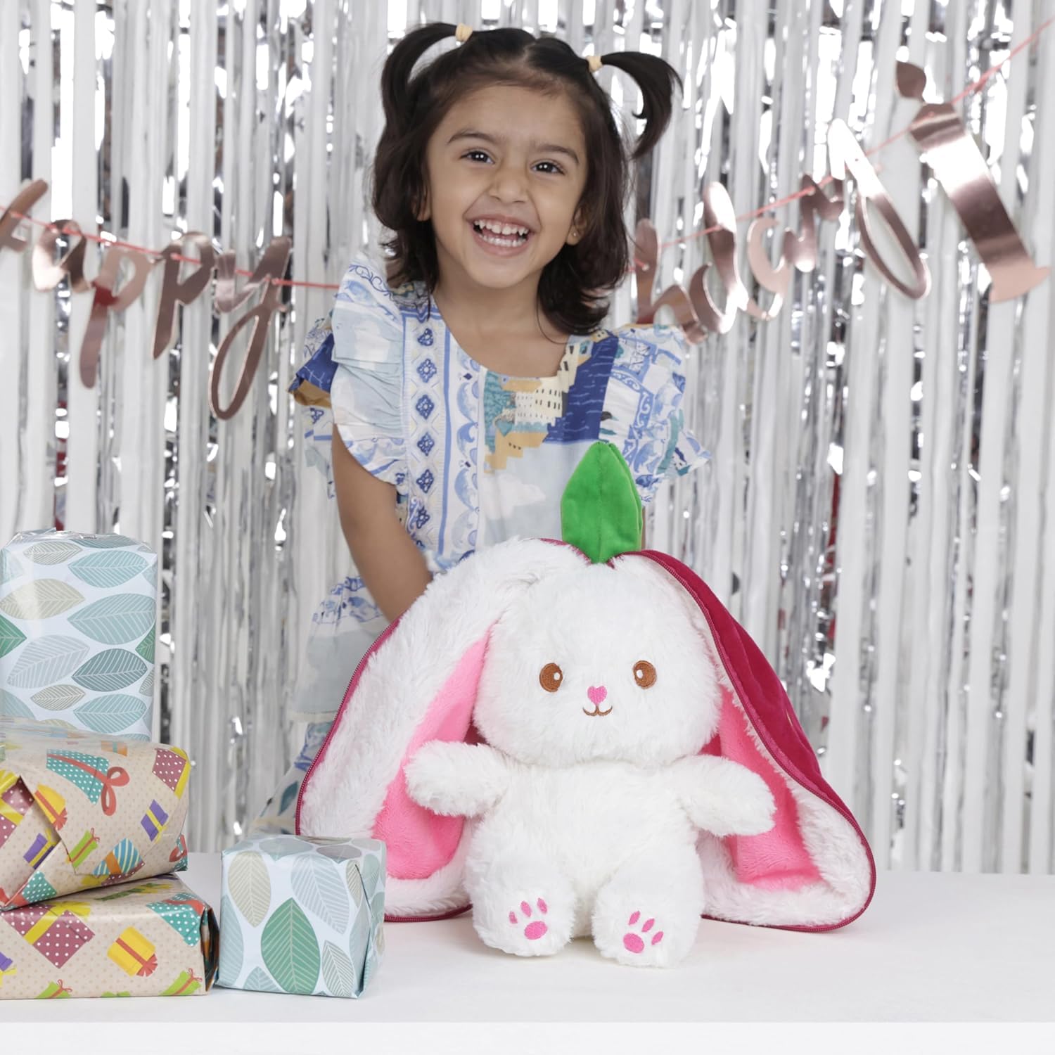 HUG 'n' FEEL SOFT TOYS Strawberry Rabbit 30cm Soft Toy Plush Toy | Big Stuffed Animal | Ultra Soft, Huggable & Cuddly Gift for Kids, Girls, Boys | Perfect for Birthday, Valentine's Day 3