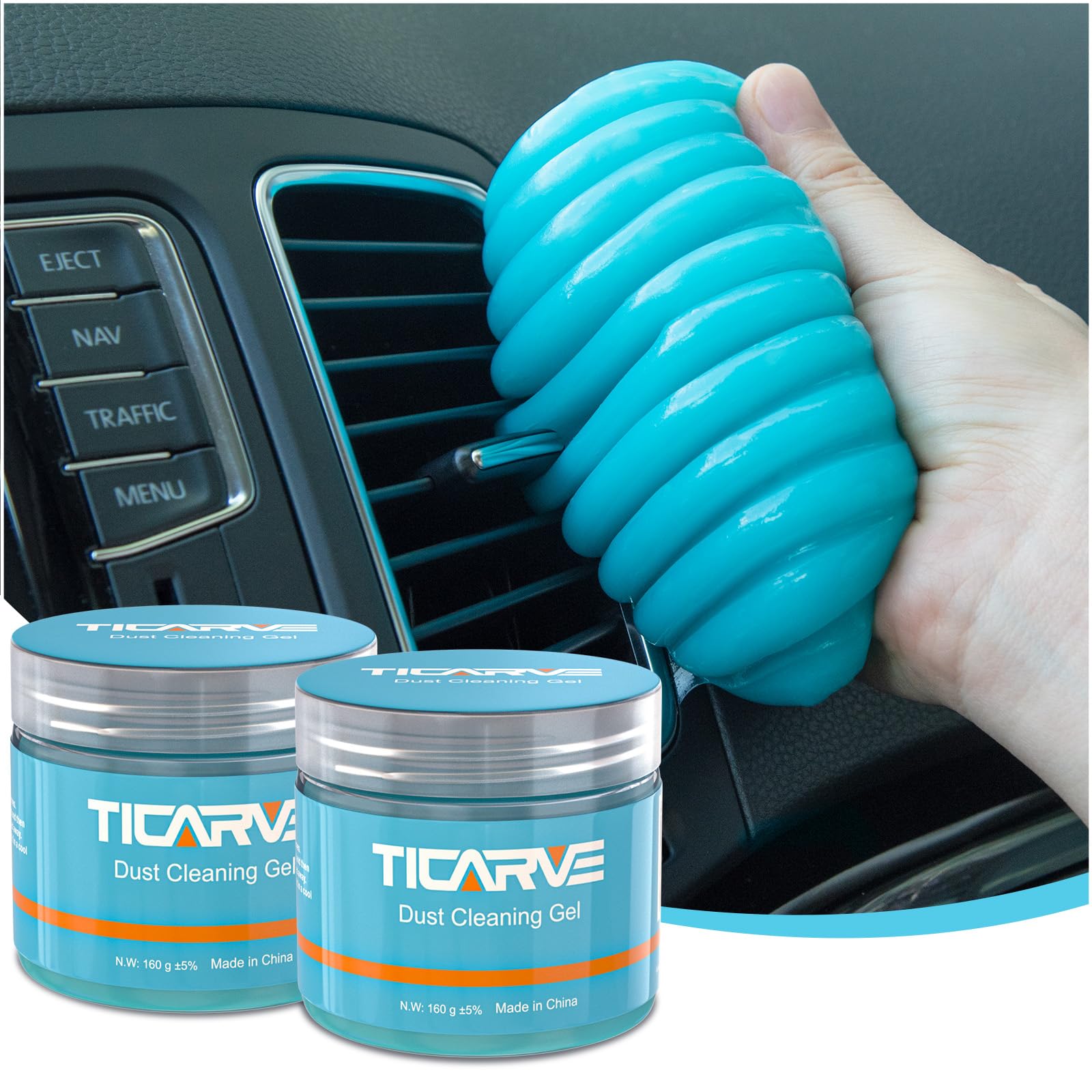 TICARVE Cleaning Slime Keyboard Cleaning Gel Cleaner (6.3 oz (160 g) x 2) Car Dusting Slime Cleaner, Reusable Car Supplies, Convenient Goods, Soft, Car Cleaning Goods, Gap Cleaning, Non-sticky, Blue