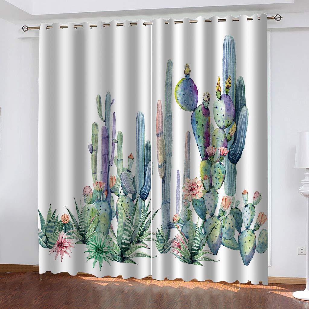 Rideaux chambre adulte fleurs cactus 3D pour créer une ambiance salon chaleureuse