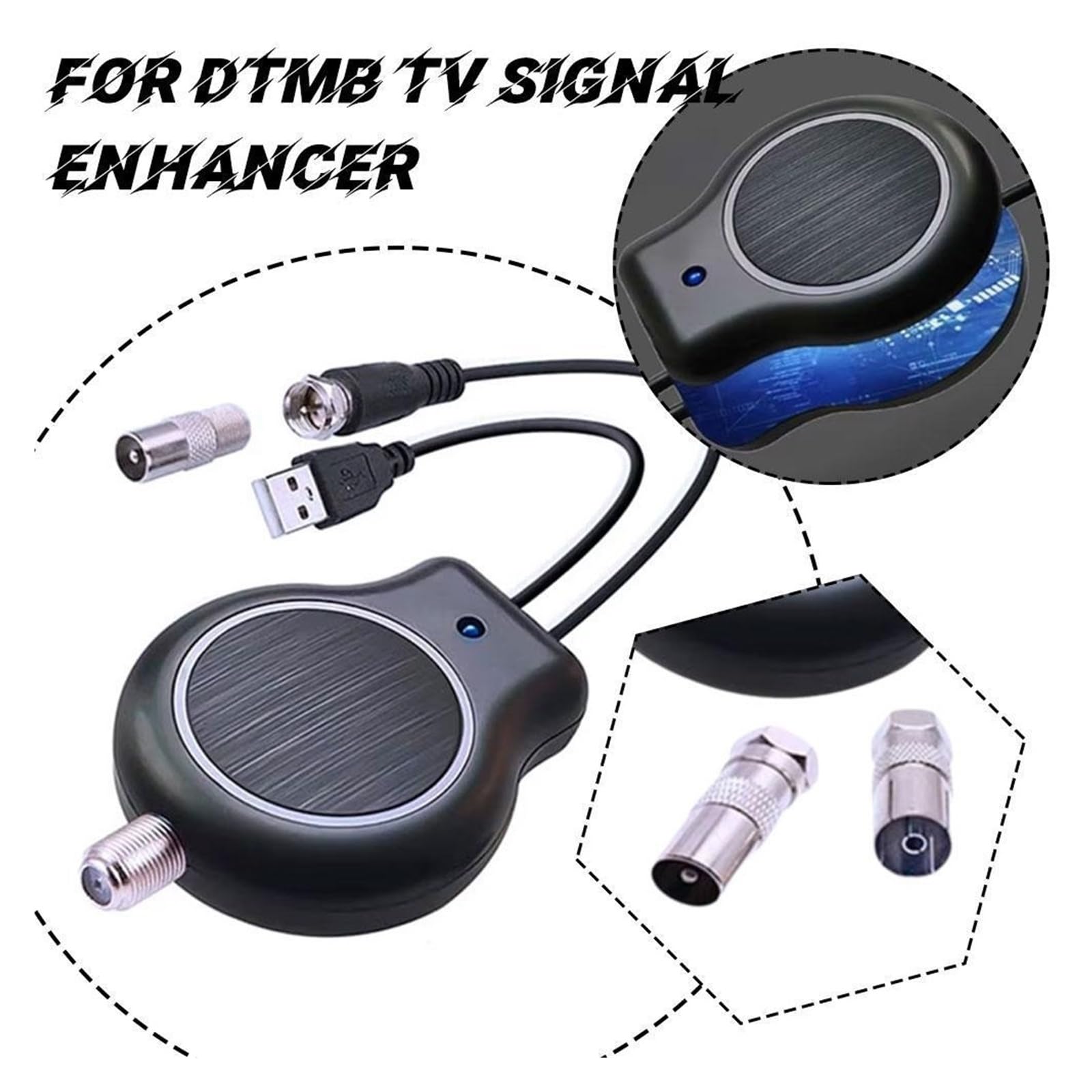 Amplificatore Di Segnale Del'antenna TV Digitale HDTV, Amplificatore Di Segnale HD FM DVB Alimentato Tramite USB Da 32 DBI, Installazione Rapida