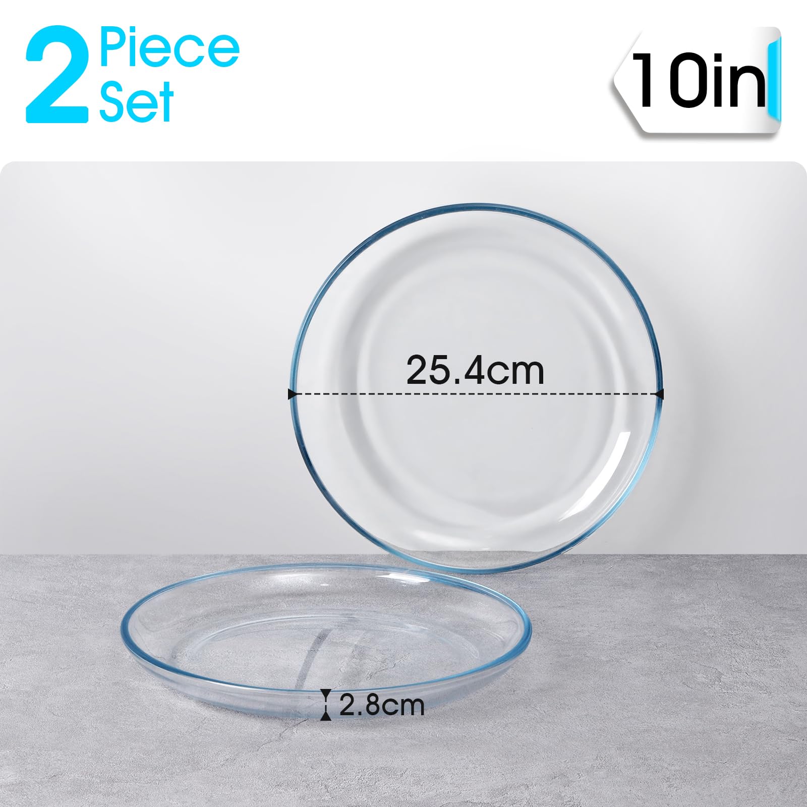 NUTRIUPS 2 Pack 9 Inch Clear Glass Plates, Tempered Qatar