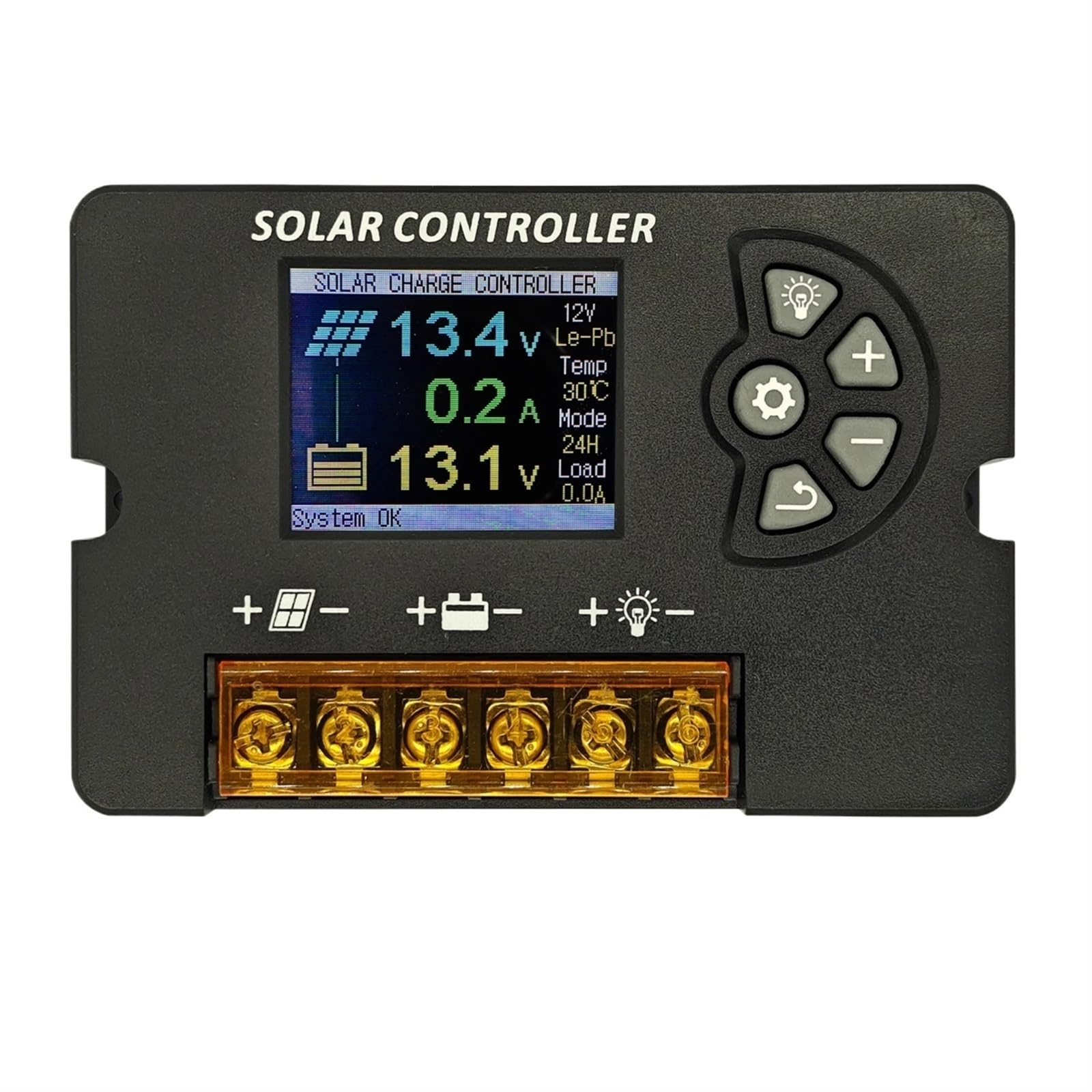 MNEXQML 12V 24V PWM Solar Cell Battery Charge Controller 10A 20A 30A with Adjustable LCD Display Regulator(30A)
