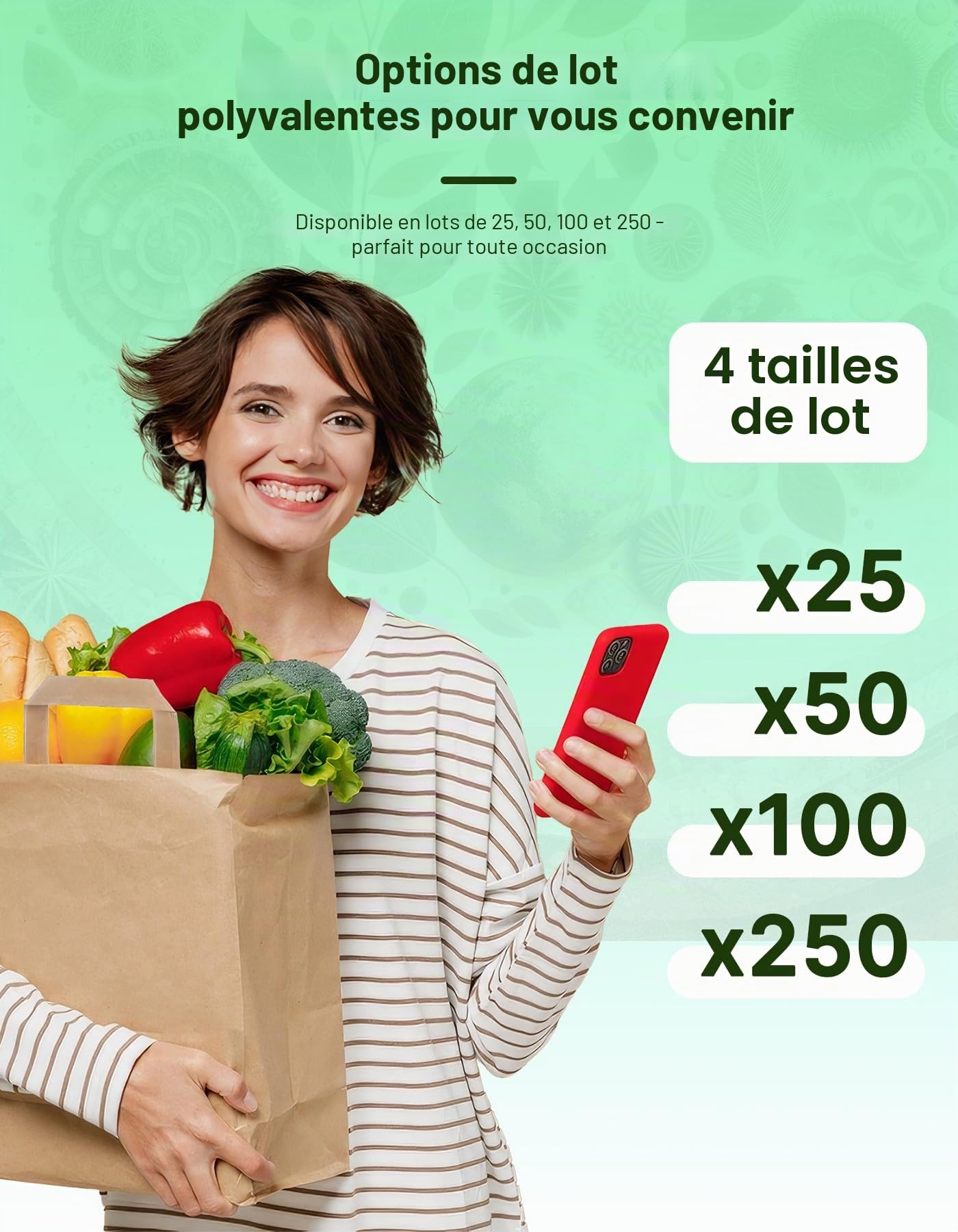 Lot de 25 grands sacs en papier kraft marron avec poignées - 30 x 25 x 12 cm - Idéal pour le déjeuner, les cadeaux et le stockage