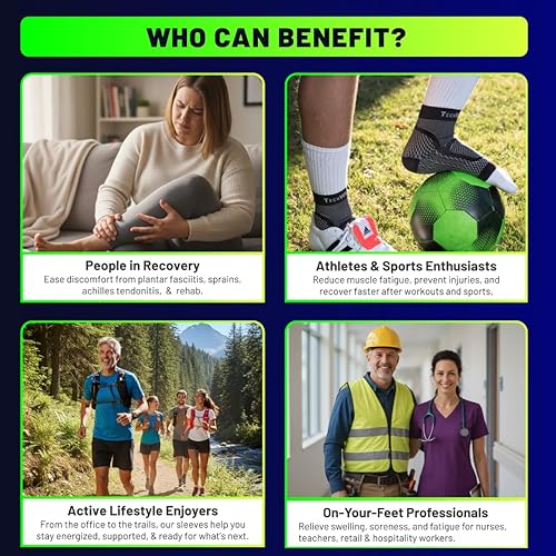 Miniatura 5 de TechWare Pro - Tobillera de compresión, alivia la tendinitis aquílea, para fascitis plantar, con soporte para arco, reduce la hinchazón y el dolor
