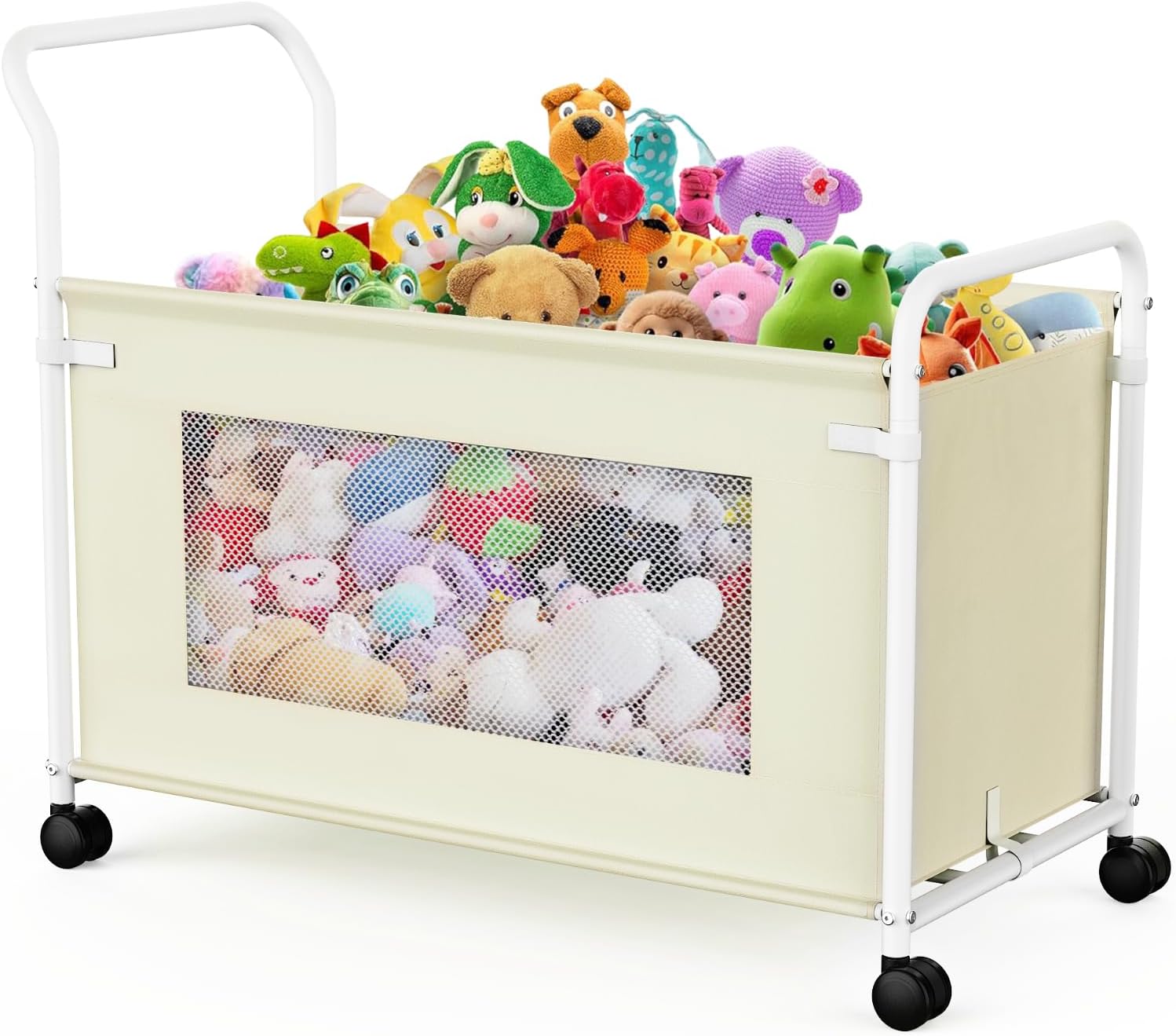 KEEGH Extra Large Toy Box for Kids with 360° Rotating Wheels, Heavy Duty Toy Chest for Boys and Girls, Toy Storage Organizer for Kids, Toy Bins for Living Room, Nursery, Bedroom (Beige)
