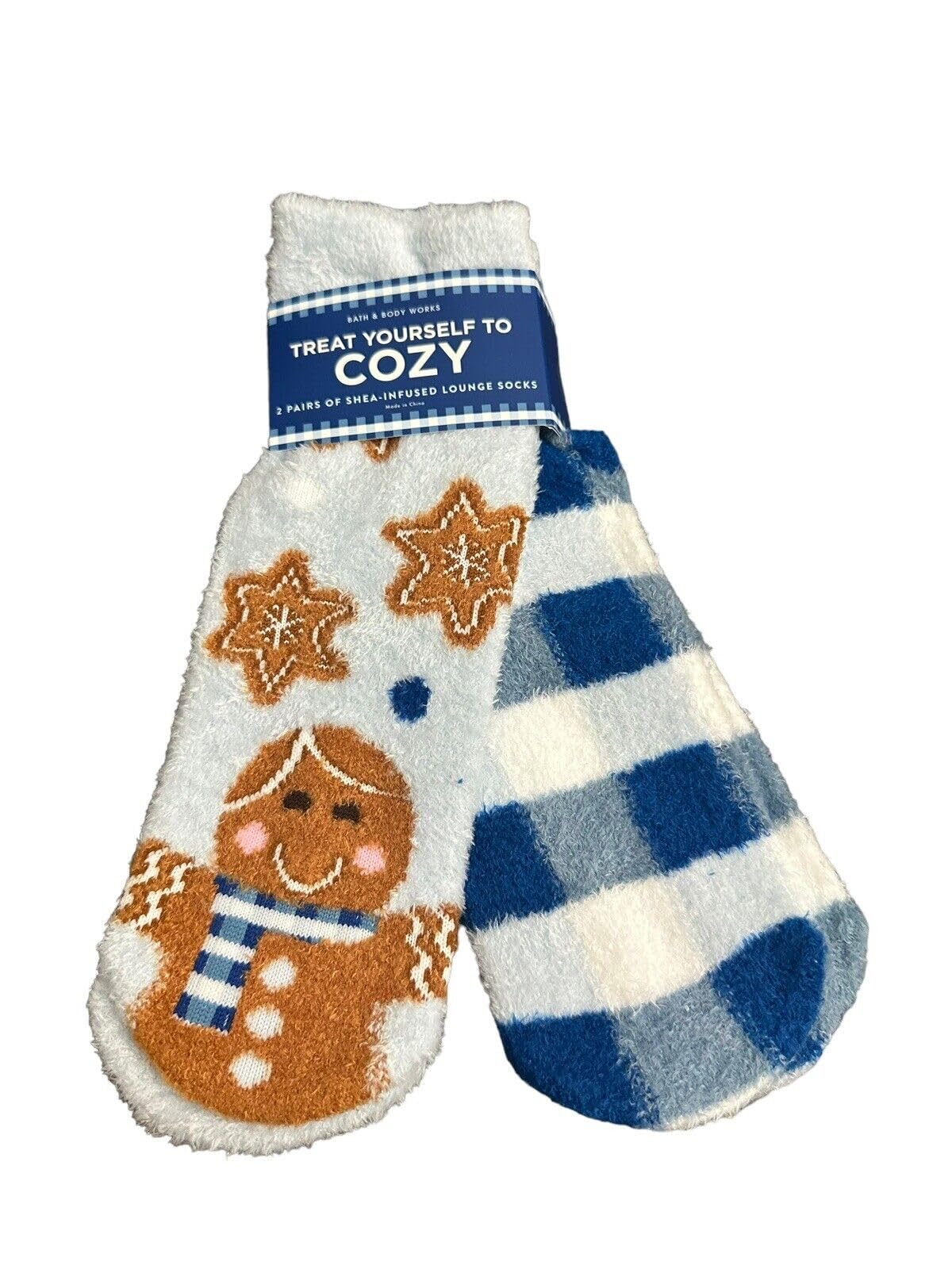 Bath & Body Works Gingham Gingerbread Shea Infused Socks 2 Pair