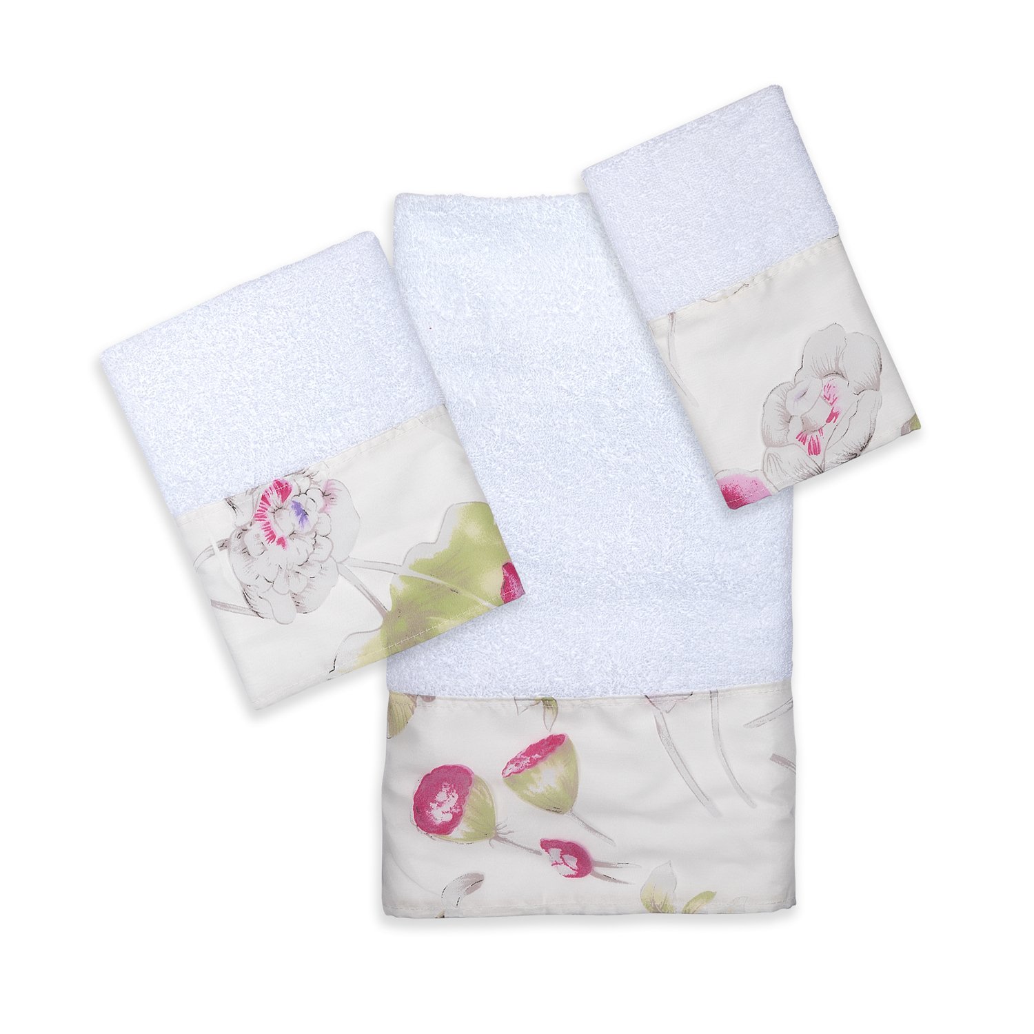 Popular BathBath Towels, Flower Haven Collection, 3-Piece Set, Pink