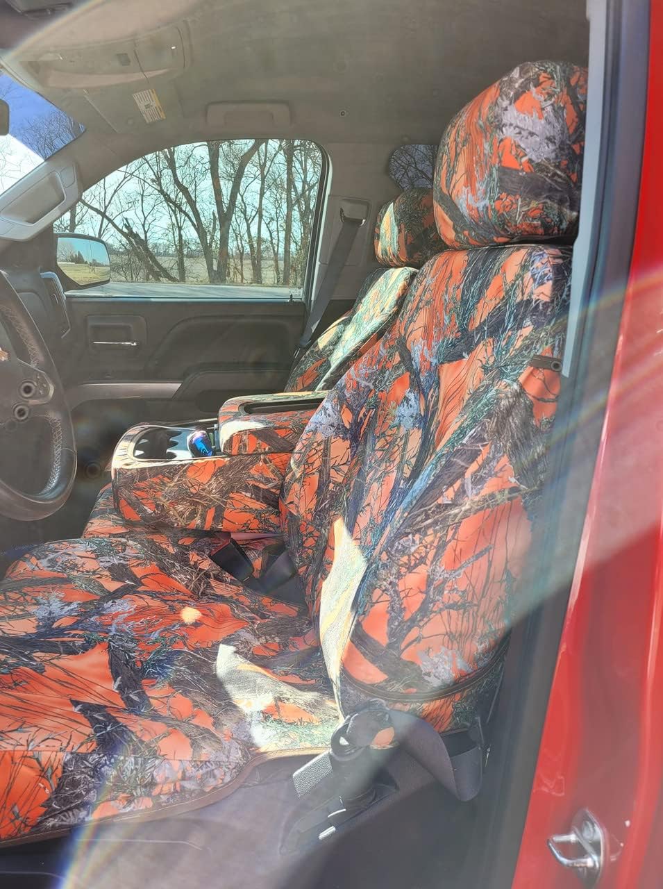 Durafit Seat Covers, CH40 2014-2020 Chevy Silverado and GMC Sierra Exact Fit Waterproof Seat Cover, Front 40/20/40, Rear 60/40 with armrest, Orange Camo Endura