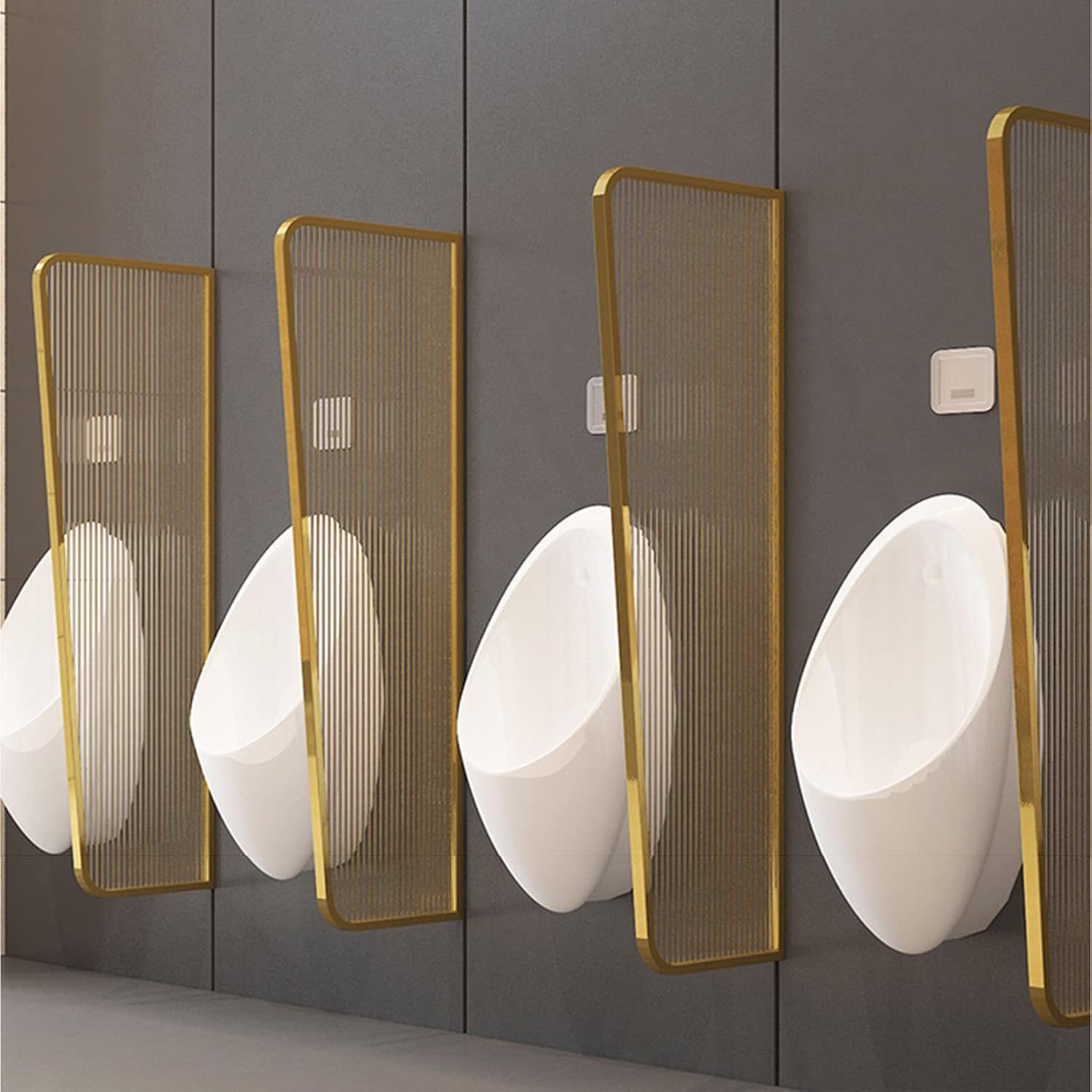 Urinal Privacy Screen Toilet Dividers Space Seperater, Toilet Partition Board Urinal Baffle Urinal Barrier, Tempered Glass Waterproof Privacy Screen, Commercial Part，Rose Gold 1 Piece