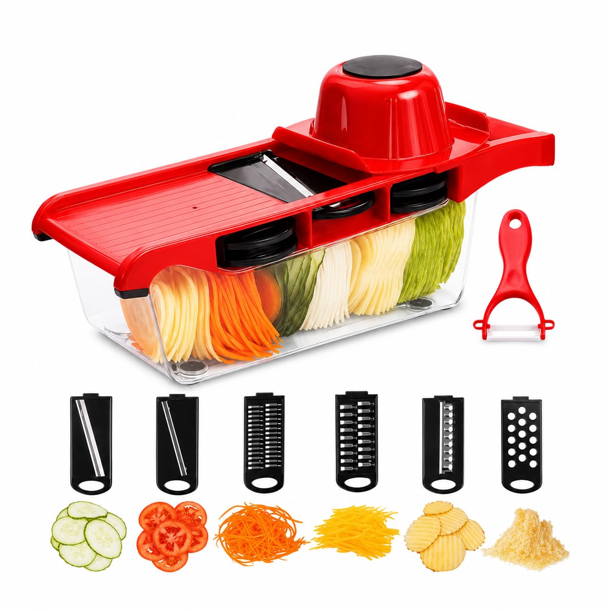 Cortador de Legumes 6 em 1 Mandoline com Lâminas em Aço Inox