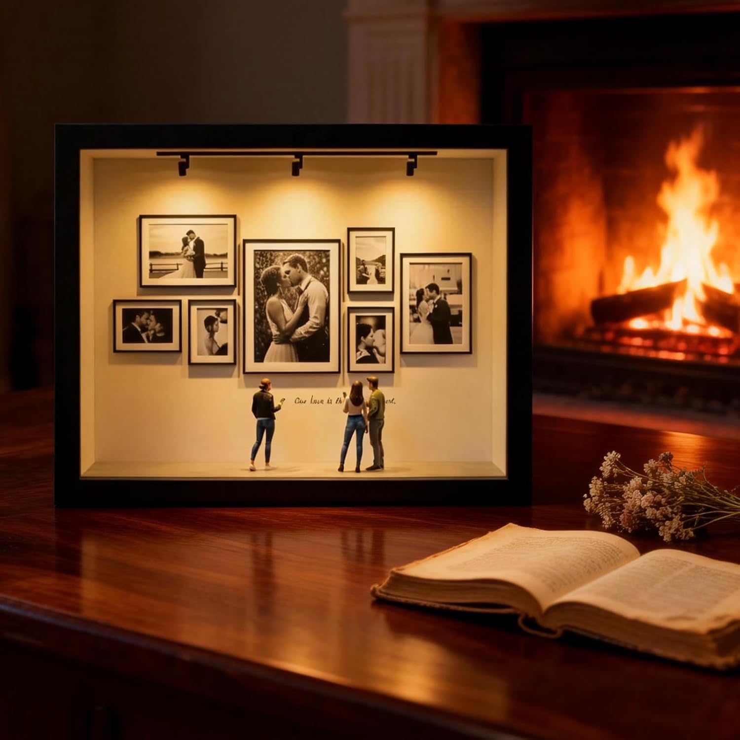 Custom Mini Art Gallery Frame Museum of Us Silhouette Box Photo Frame, Personalized Shadow Box Display Case Figurines Anniversary Valentines Day Birthday Gifts for Him Her Couples (Art Gallery)