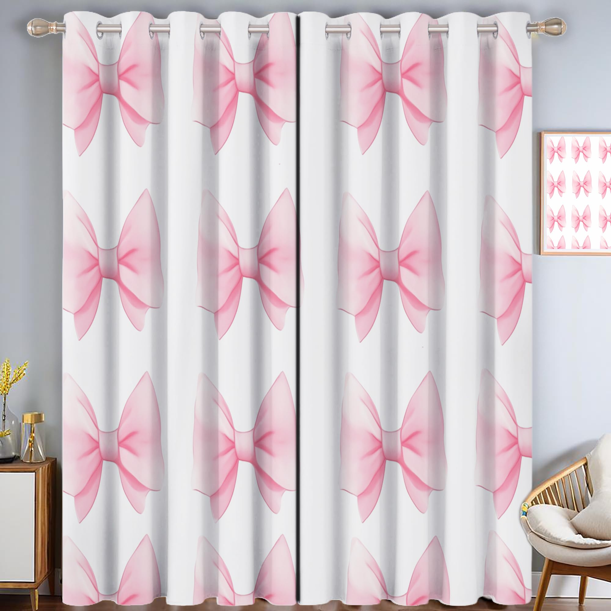 Doux opaque rideau rose à oeillet 140x240 | Rideaux motif mignon arc isolants