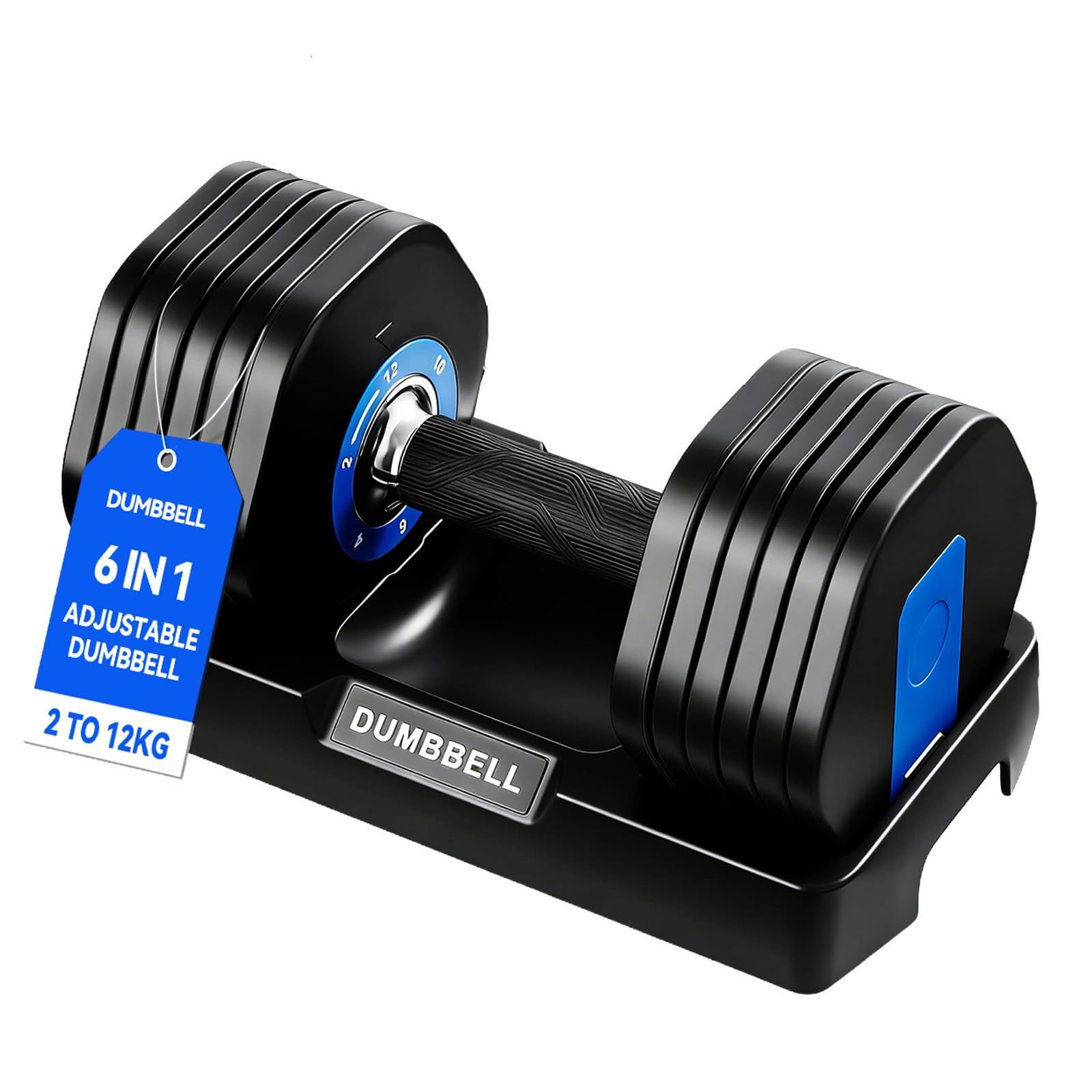TRIOBLADE 24KG/40KG Adjustable Dumbbells for Saving Place Weights Dumbbells Set 15in1 /17in1 Fast Weight Changes NonSlip Handle Home Gym Strength Training Equipment (12kg E Style Blue 1pc) — image 1