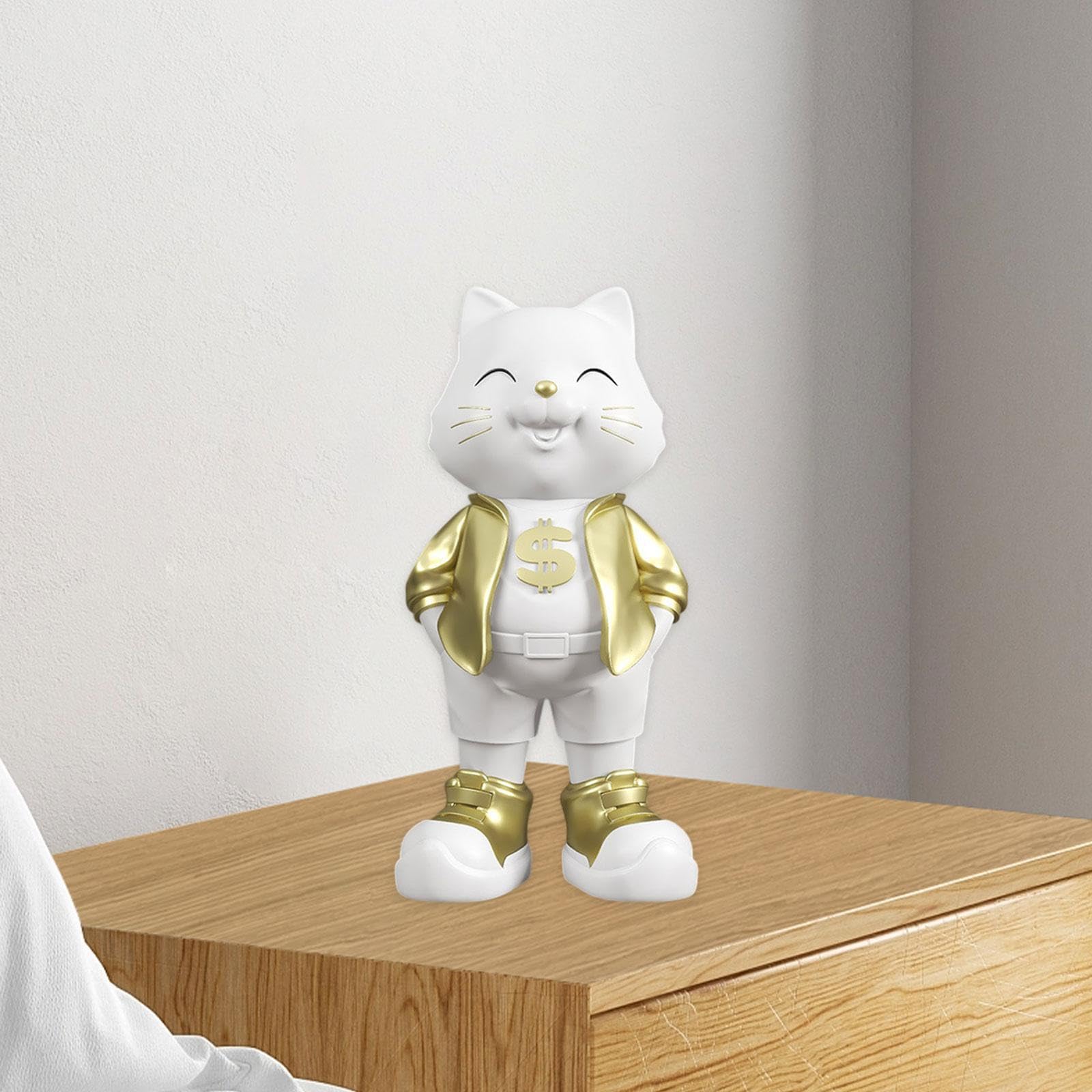 AMSLSIU Simpatica statua di gatto per la decorazione della tavola che aggiunge fascino all'ornamento da tavolo della scrivania, adotta semplicità e può essere utilizzata come scrivania