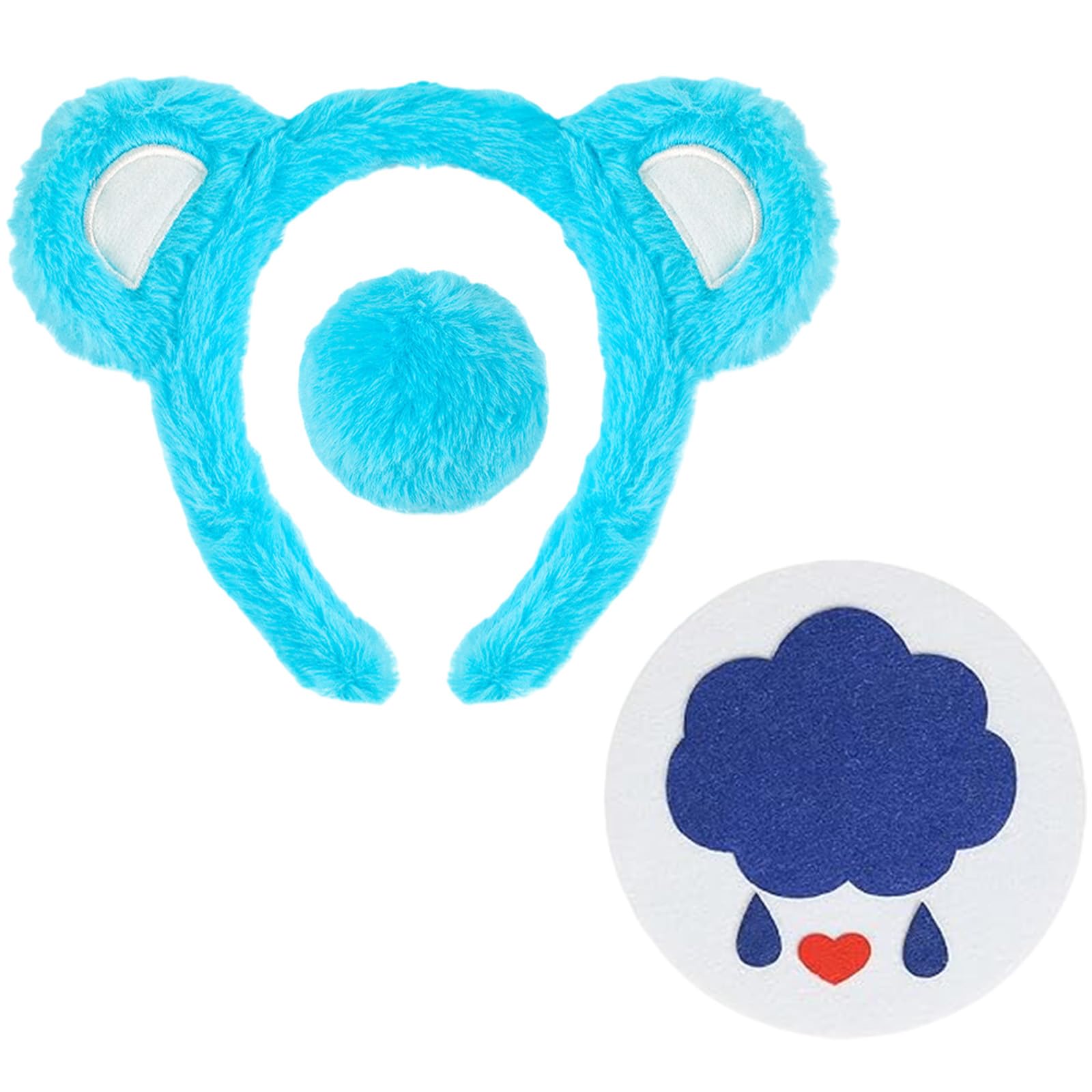 AYNKH Carnival Bear Costume, Bear Ears Headband Tail Cloud Sticker, Sister Friends Group Unify Outfit Accessory for Festival Activities, Fashion Rainbow Costumes Halloween Motto Party