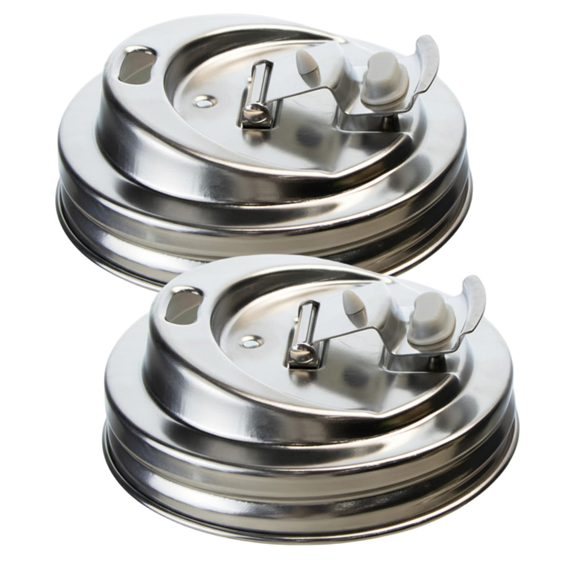 Faroby Mason Jar Drinking Lids 2-Pack Drip-Free Flip Top Stainless Steel for Iced Coffee