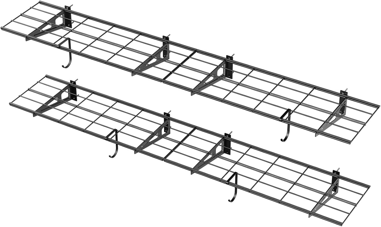 1x6ft Garage Shelving Wall Mounted, Heavy Duty Floating Shelves, 600 lbs Total Load Capacity Metal Wall Shelves, 12-inch-by-72-inch Wire Shelving Wall Mounted, 2-Pack Wall Shelving