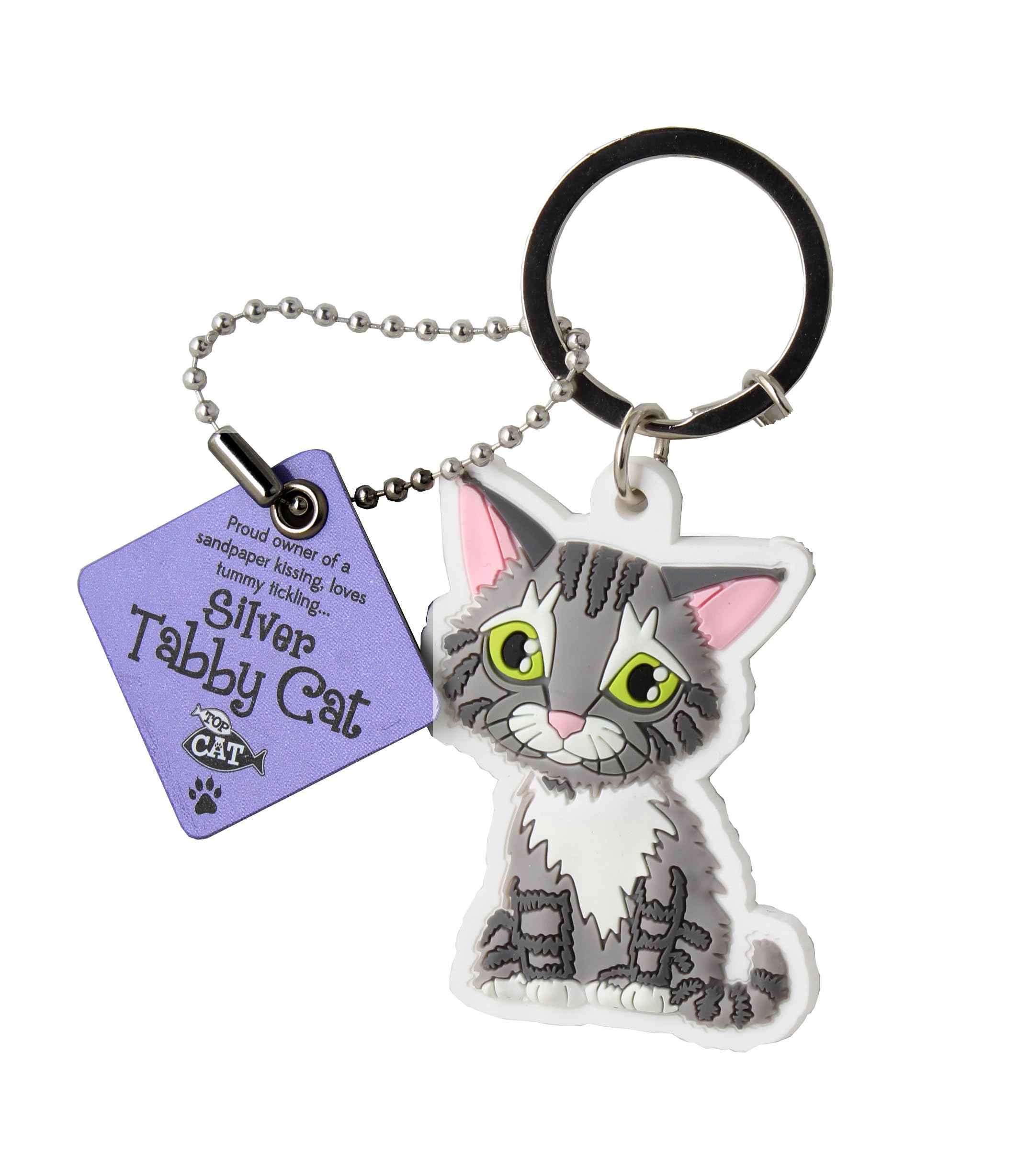Dog World Gifts British Tabby Silver (Sitting) Cat Lovers Keyring Gift