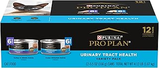 Purina Pro Plan Urinary Tract Cat Food, Wet Cat Food Variety Pack, Turkey and Ocean Whitefish Entrees - (12) 5.5 oz. Cans