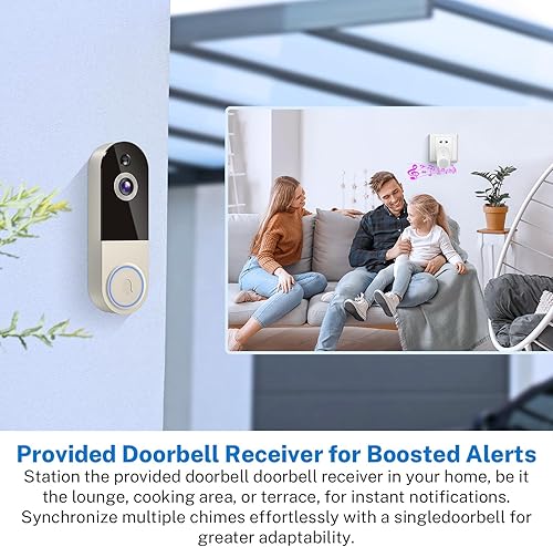 Miniatura 4 de Timbre inalámbrico de 1080p con receptor, detección humana AI, audio de 2 vías, visión nocturna, almacenamiento en la nube (se vende por separado),
