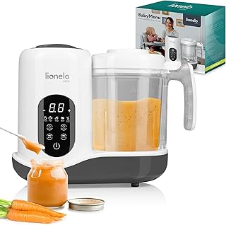LIONELO BABYMENU Multifunktionale Küchenmaschine zur Zubereitung von Babynahrung 300 4 Programme Dämpfen, Mixen, Erhitzen, Auftauen, Online-Rezepte, Weiß