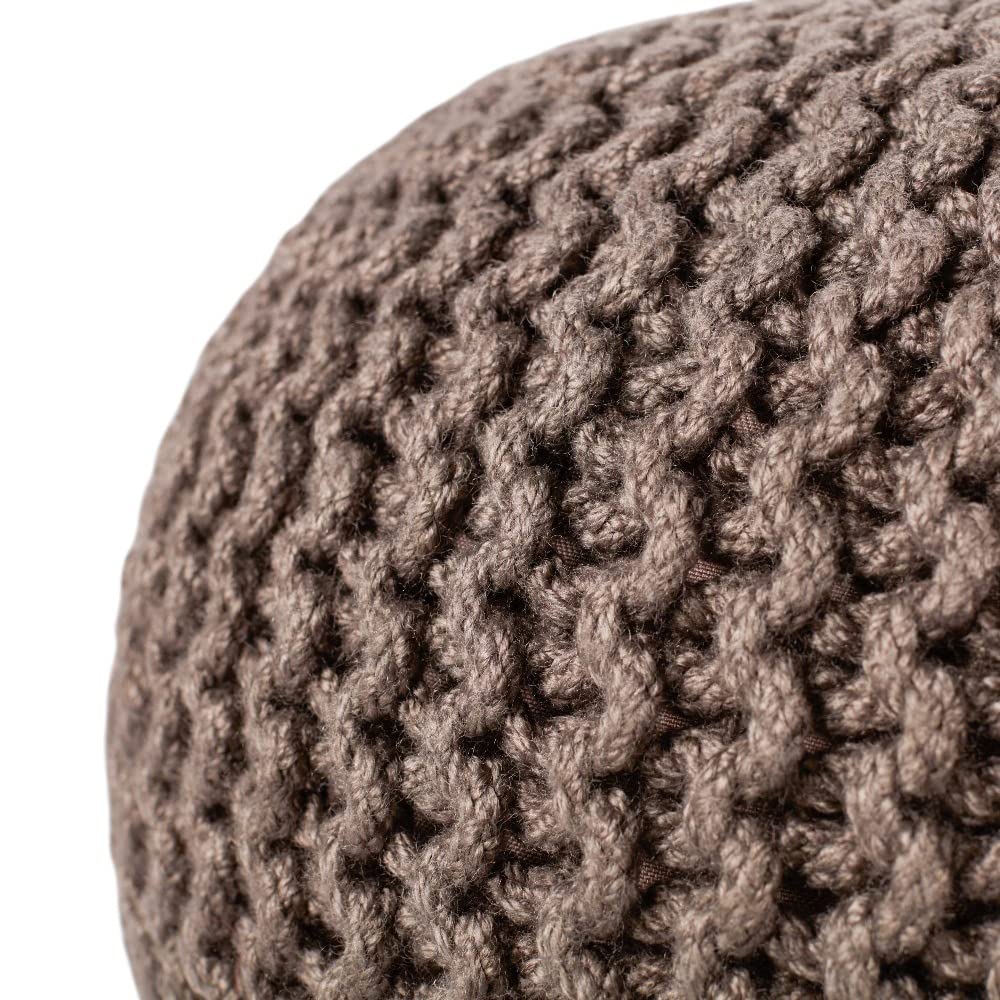 Ultra Durable Round Pouf Ottoman Chunky Knit Weave for Texture & Handmade Appeal Size; 20