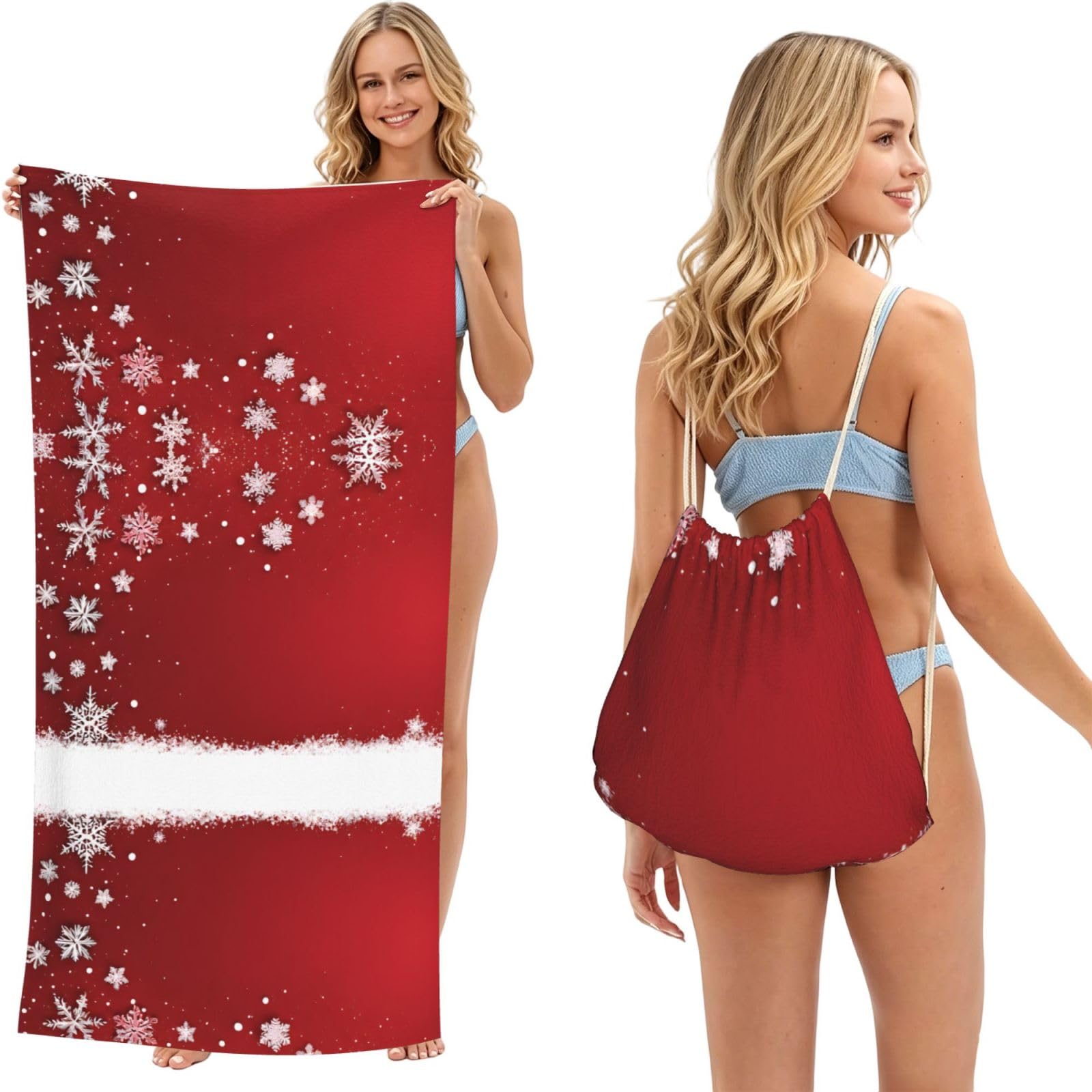 EZDLOWVBA Christmas Print Beach Towel Backpack 2 In 1 Summer Large Lightweight Beach Towel - Multifunctional Ship Pattern Towel Bag For Storage,Sport